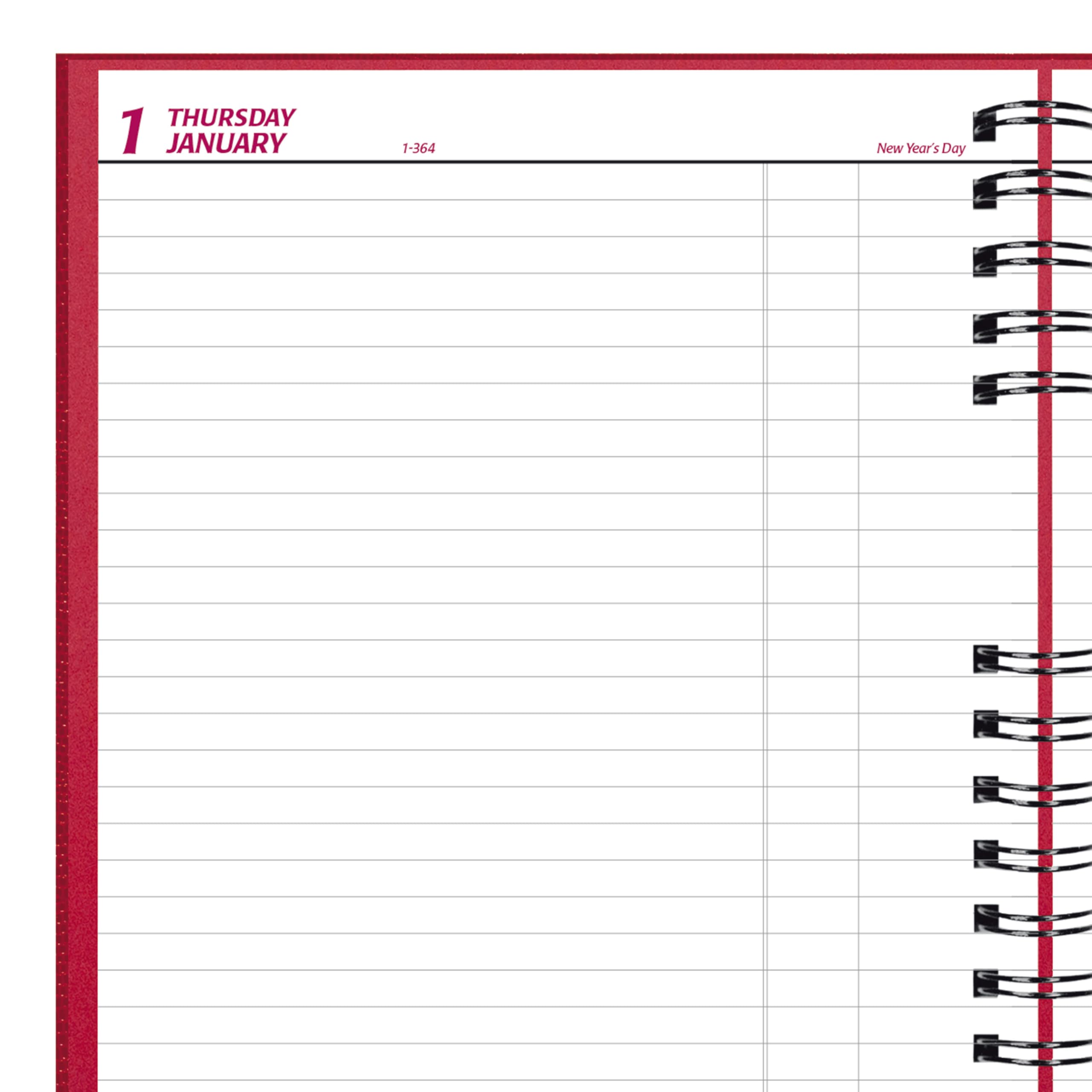 BROWNLINE CoilPro Agenda Giornaliera, Untimed, rilegatura a doppio filo, copertina rigida simile a lucertola, 25,7 x 20 cm, rosso brillante