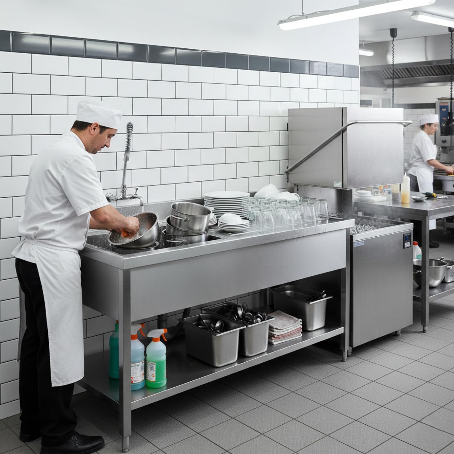 Plonge Inox Professionnelle 1 Bac avec Égouttoir à Droite – 1200 × 700 mm – Dosseret 100 mm