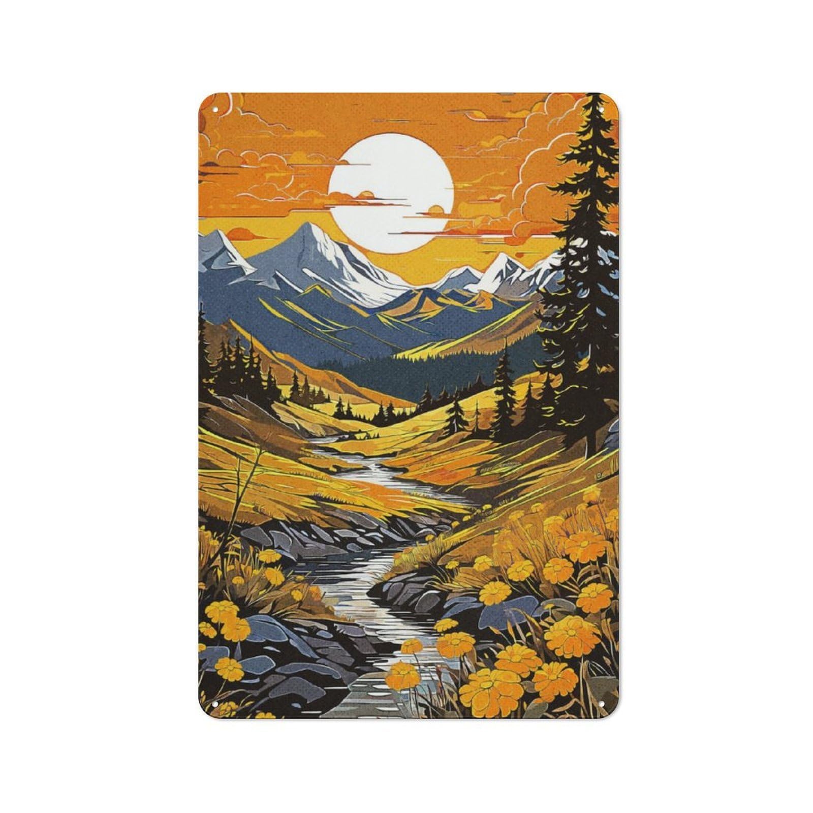 Junmoney Morning Wild Tin Wall Plaque 30X20cm With For Hallway Wall, Suited To Wall Displays In Hallways And Entrance Areas
