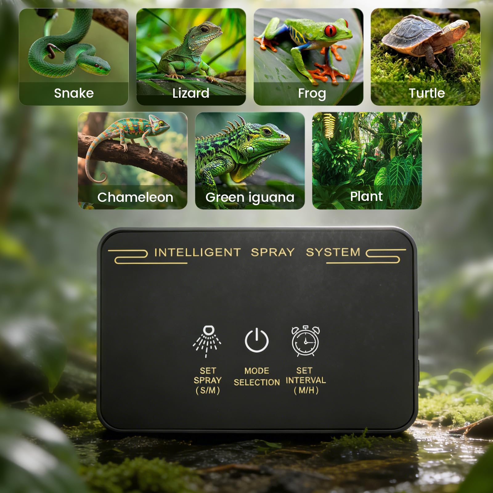 Nebulizzatore Terrario, Umidificatore Rettile Sistema di Nebulizzazione per Rettili Atomizzatore Automatico con Timer e 360° Ugelli di Spruzzo Sistema di Irrigazione per Terrari Piante