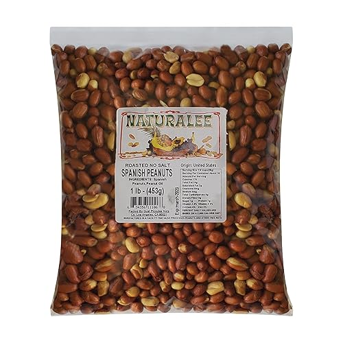 Naturalee Cacahuetes, con piel de cacahuetes españoles 1 libra - Asado sin sal - Salud del corazón, alto en proteínas