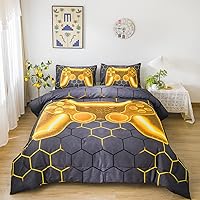 Vista 11 de NTBED Juego de edredón de consola de videojuegos para niños y niñas, juegos de ropa de cama de microfibra ligera con diseño geométrico de Multicolor