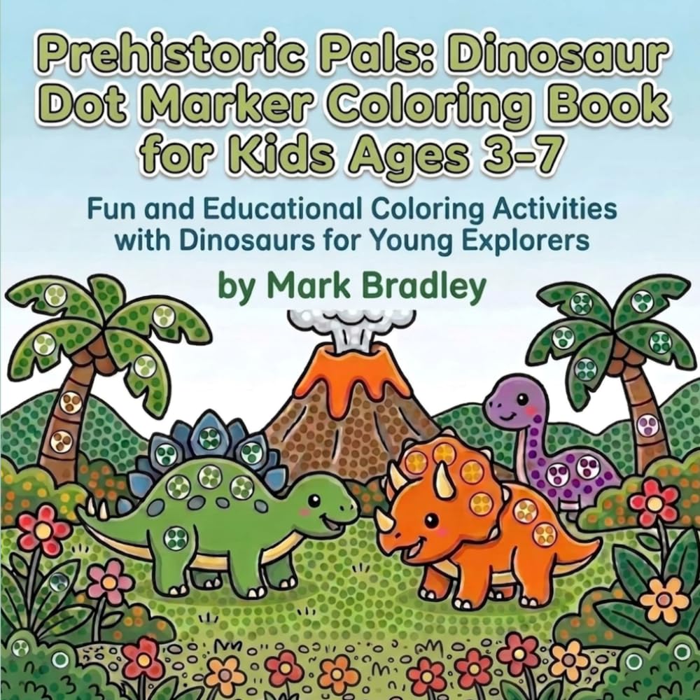 Prehistoric Pals: Dinosaur Dot Marker Coloring Book for Kids Ages 3-7: Fun and Educational Coloring Activities with Dinosaurs for Young Explorers