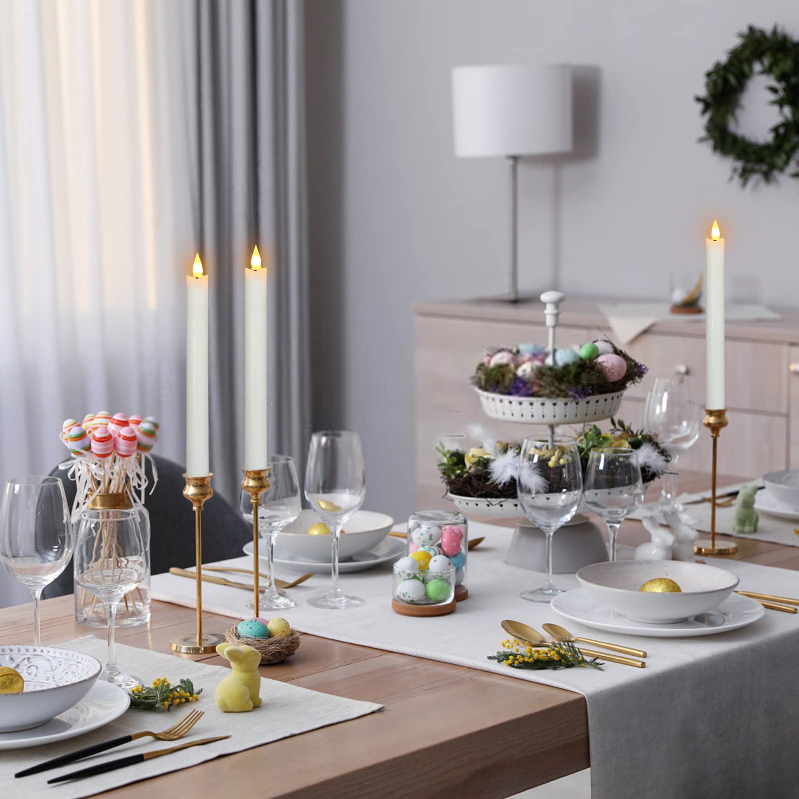 PChero Bougie Chandelier LED Rechargeable, Lot de 4 Fausses Bougies à LED Flamme Vacillante Cire Bougie Decorative Electrique avec Télécommande pour Decoration Noel Anniversaire Maison Chambre Mariage