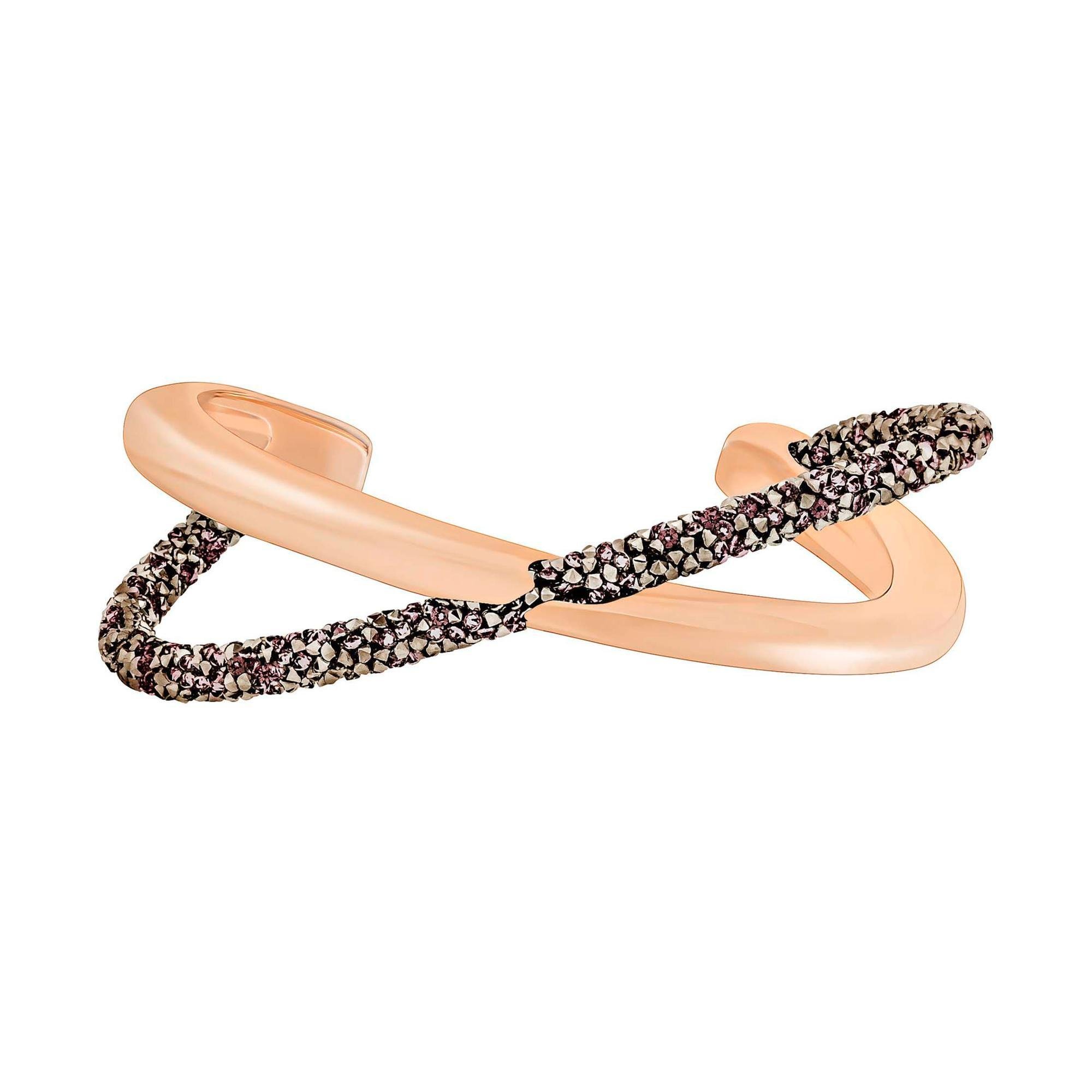 Swarovski Crystal Crystaldust Multi Colored Cross Cuff Rose Gold