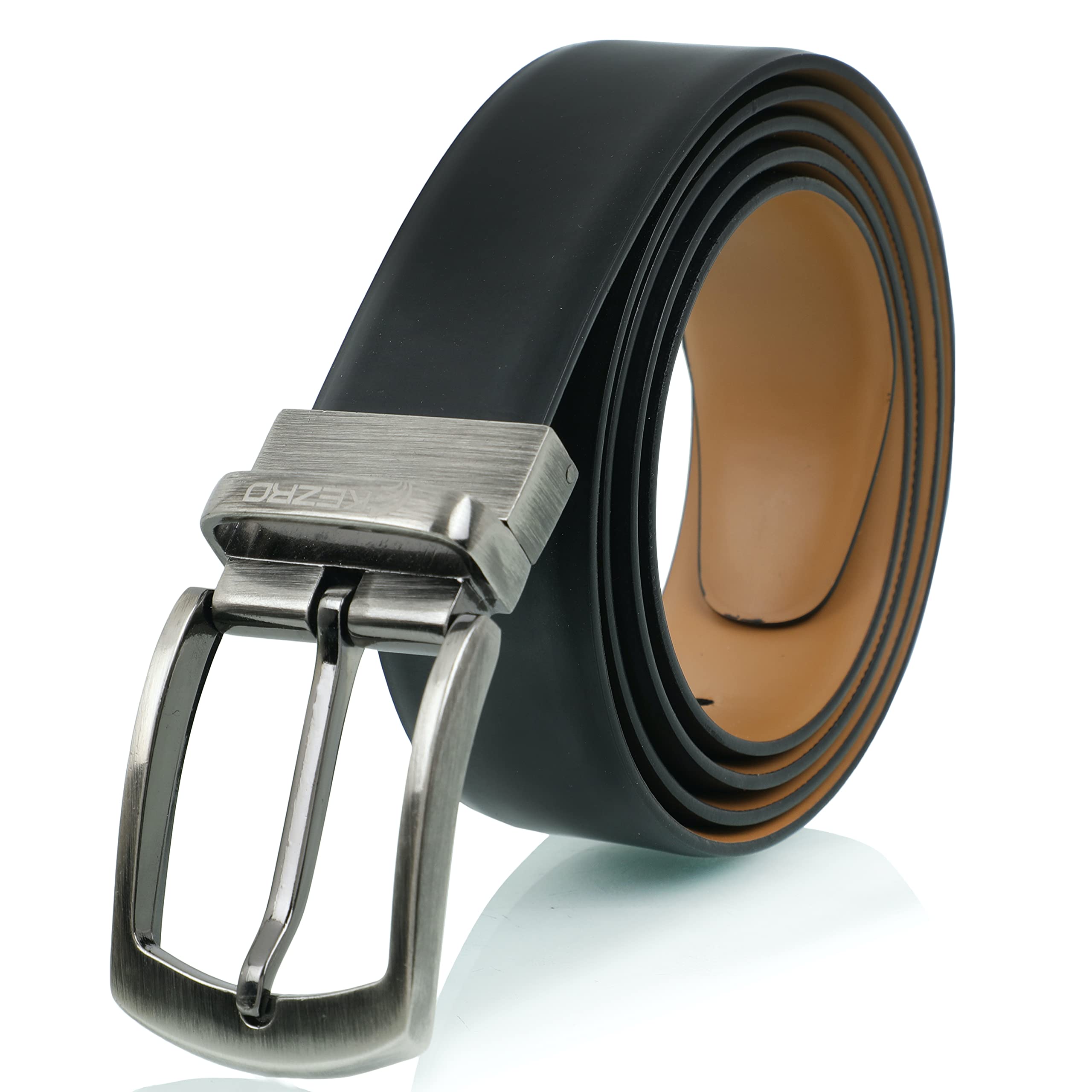 KEZRO Mens Vegan Leather Reversible Belt - PATINA02