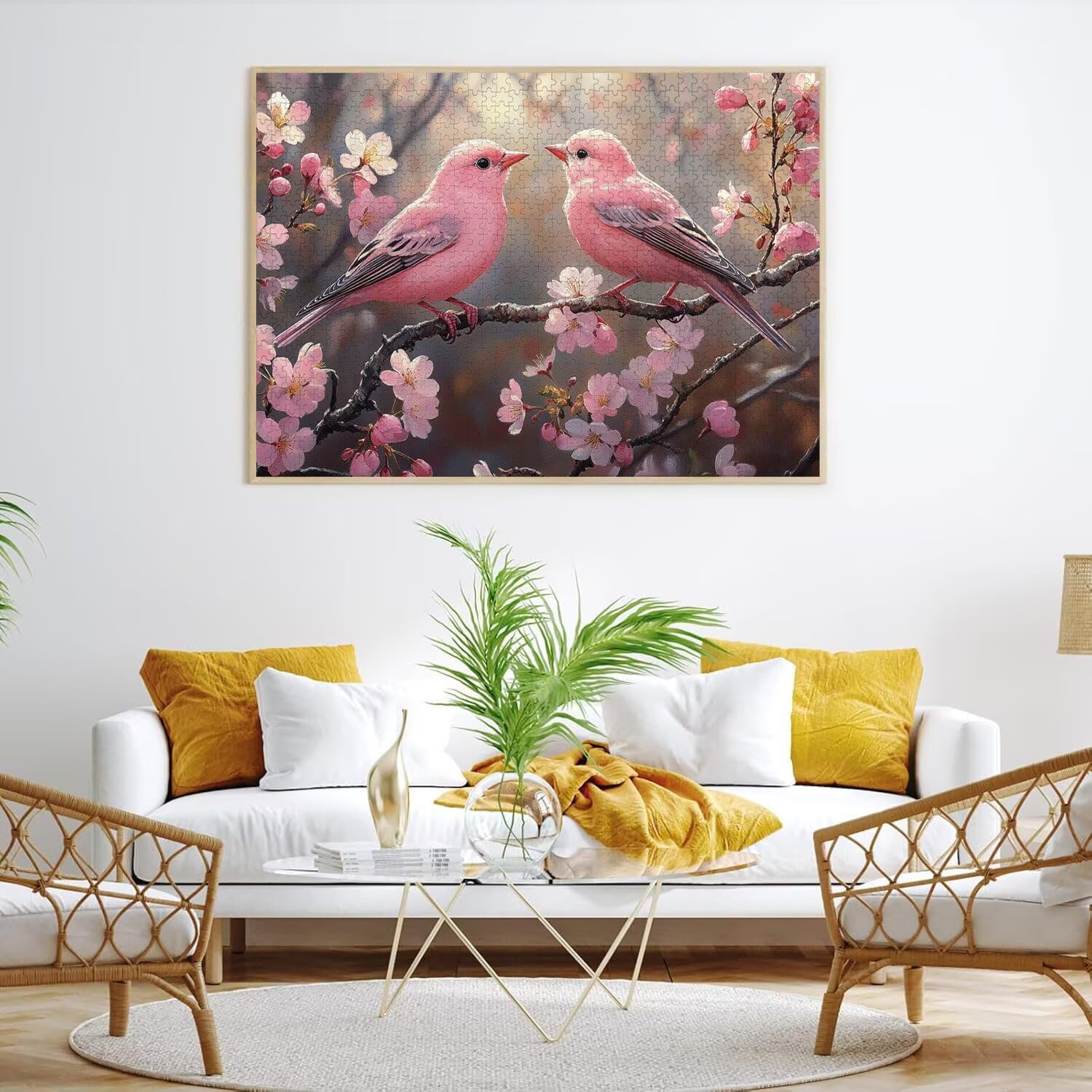 Puzzle dla dorosłych 2000, kwiat wiśni wróbel, 99 x 70 cm, n-830