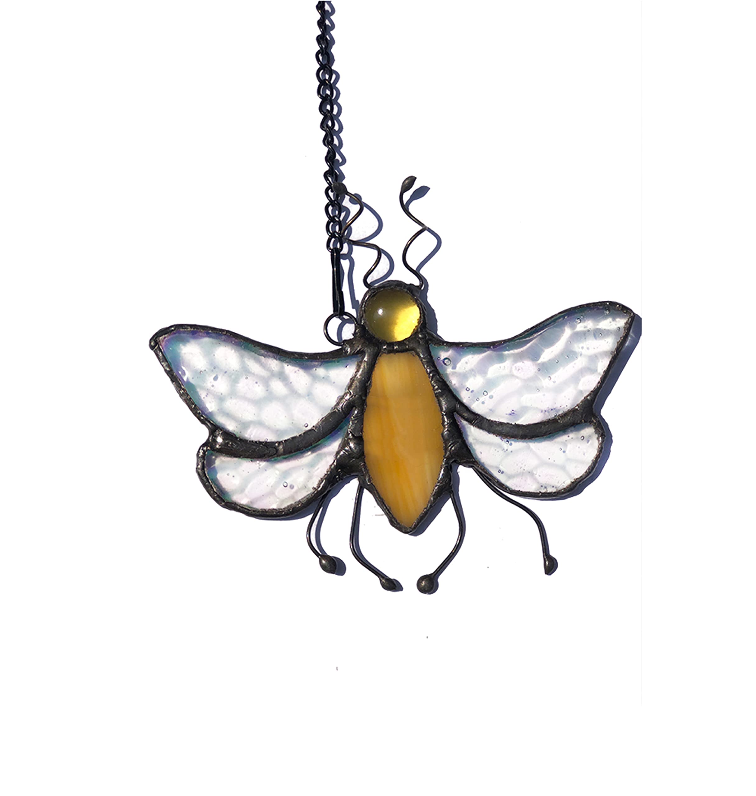 HUIMEIJU Stained Glass bee Window Hanging/Tiffany Glass Decorative Pendant, Birthday Gifts for classmates, Colleagues, Family, Children, car Pendants, Garden Decorations