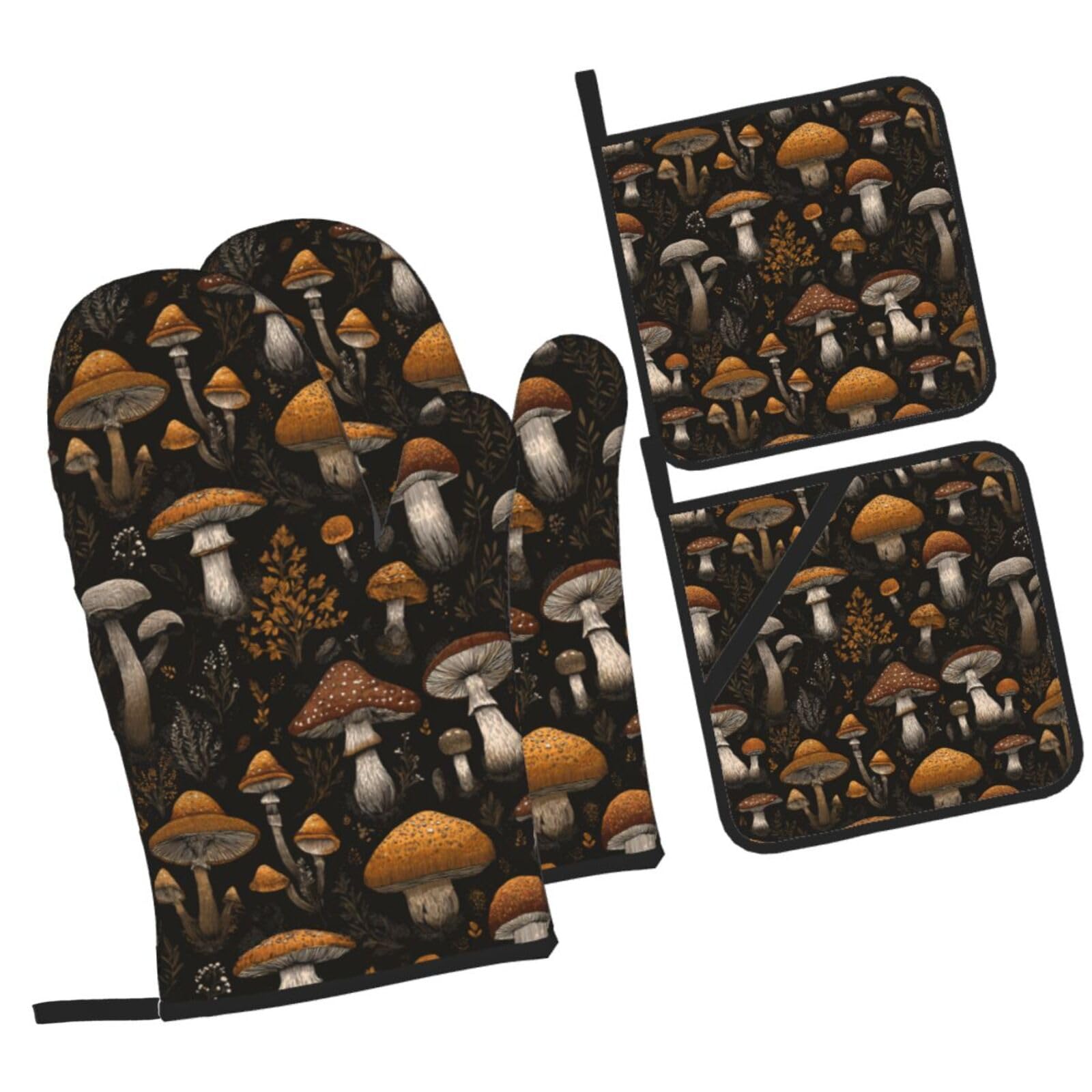 Gants de cuisine et maniques feuille de champignon avec boucle de suspension