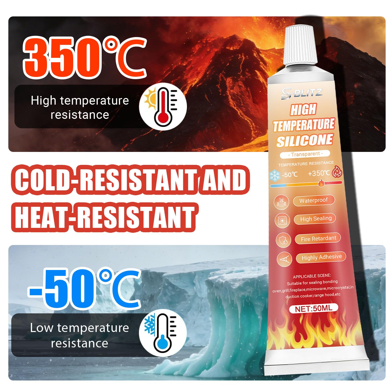 Colla ad alta temperatura, colla trasparente ad alta temperatura, colla per forno, colla resistente al calore, impermeabile, ideale per forni a induzione, forno a microonde, 100 ml