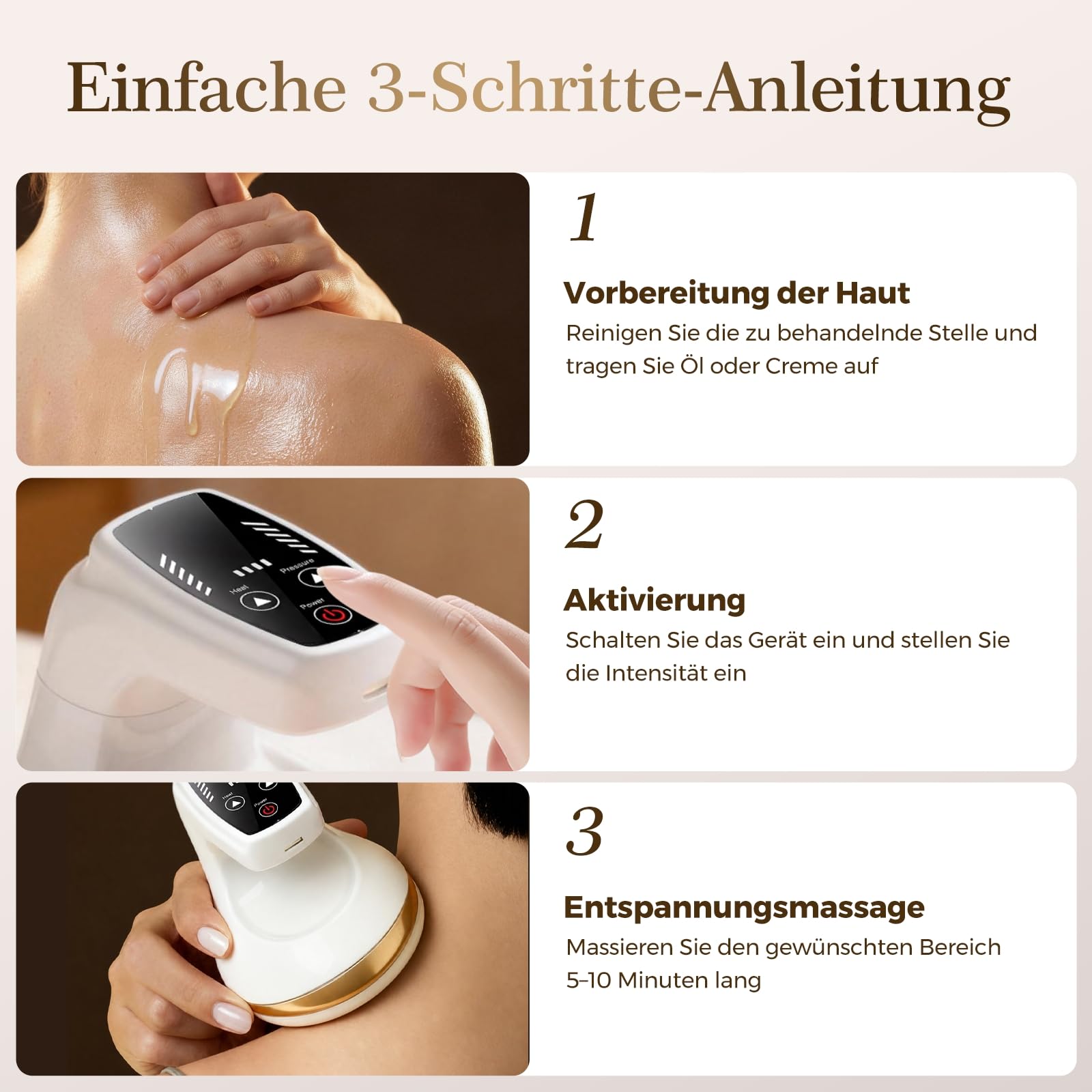 4-in-1 Cellulite Massagegerät Anti Massage: Vakuum Massagegerät Gegen Cellulite mit Wärmetherapie - Schröpfgerät Elektrisch Kabelloses - Straffere Haut für Rücken, Bauch, Arme, Beine Ganzkörper