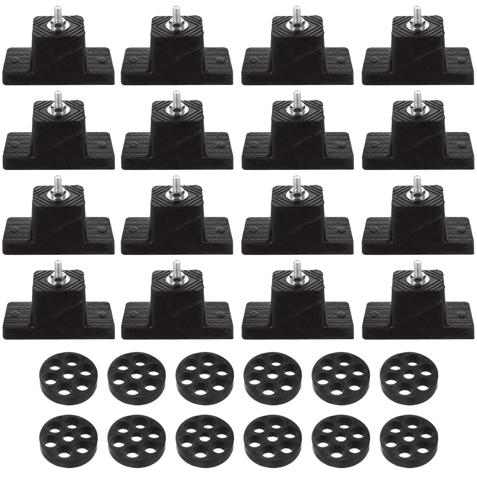Paquete de 12 almohadillas de goma antivibración, acondicionador, almohadillas de goma para montaje de aire acondicionado, soporte de montaje de aislamiento de vibración de goma con 12