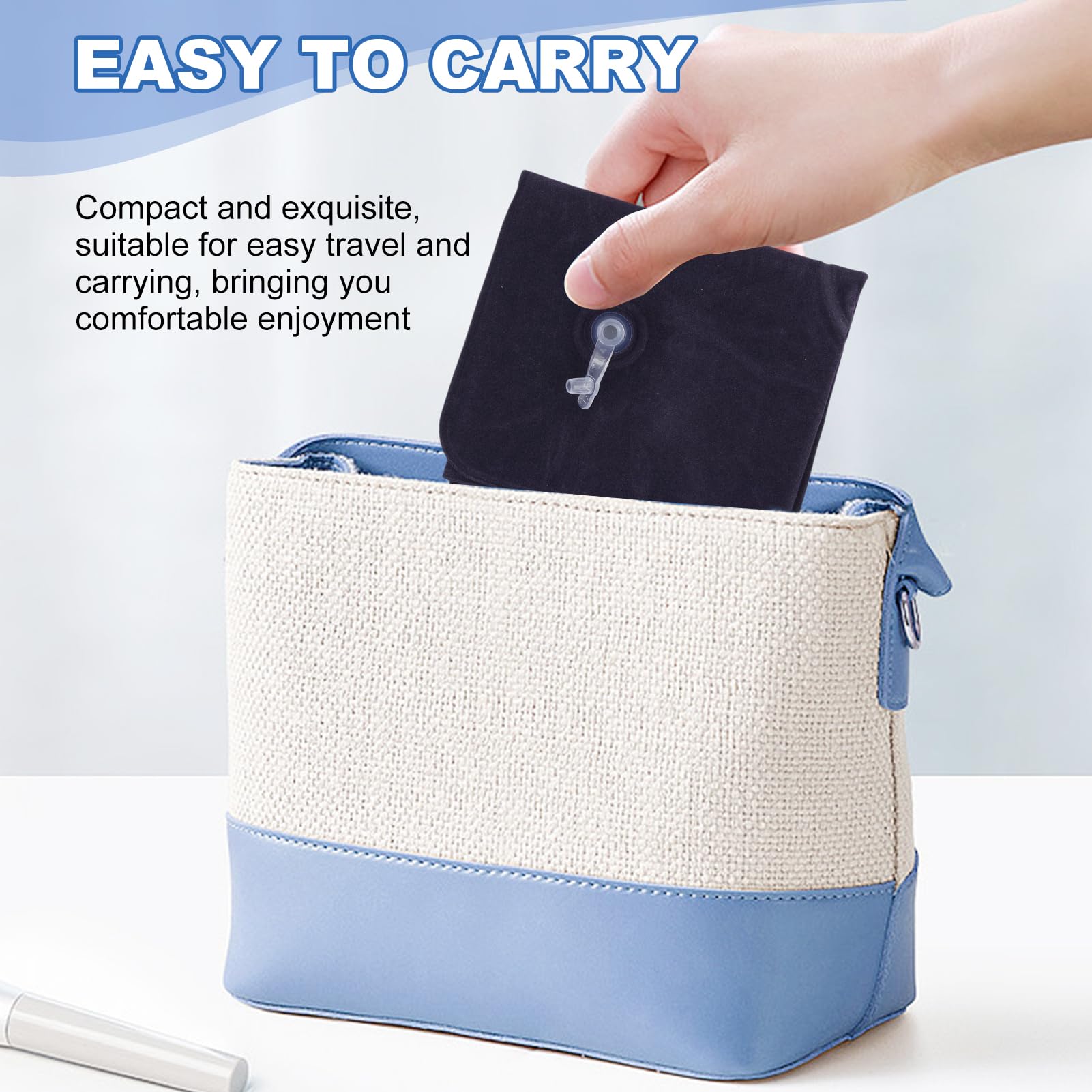 Pack de 2 Cojines Inflables Ultraligeros y Compactos para Viaje, Camping y Actividades al Aire Libre, Cojines Hinchables de Tela Afelpada Resistente al Agua, Color Azul Oscuro 35,5 cm x 22 cm x 10 cm