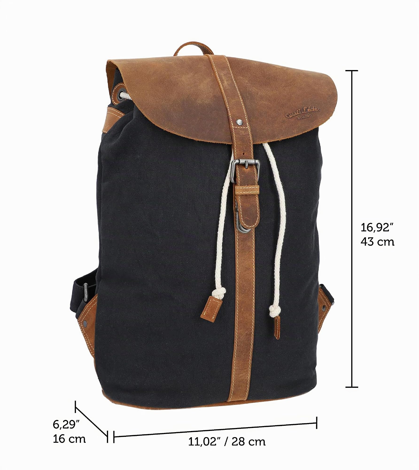 Gusti Rucksack Leder - Paula L groß Cityrucksack Collegerucksack Unirucksack Daypack Schultasche Laptoptasche Laptoprucksack Lederrucksack Blau & Leder
