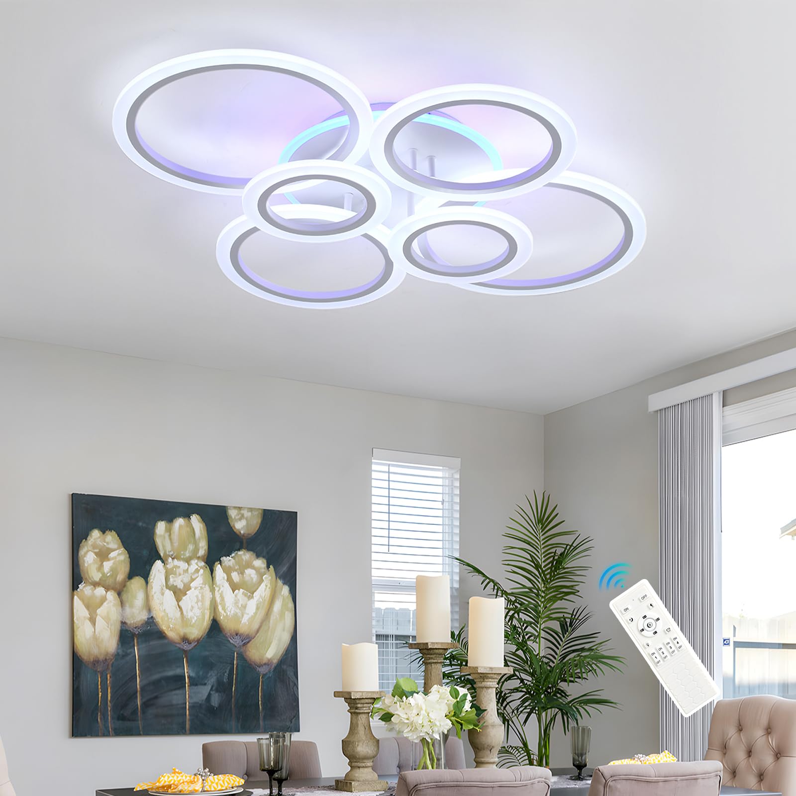 plafón redonda,70W plafon techo interior,plafon led techo blanco control remoto,luz led lampara techo modernos,lamparas de techo salon para comedor,dormitorio,cocina,3000K-6000k