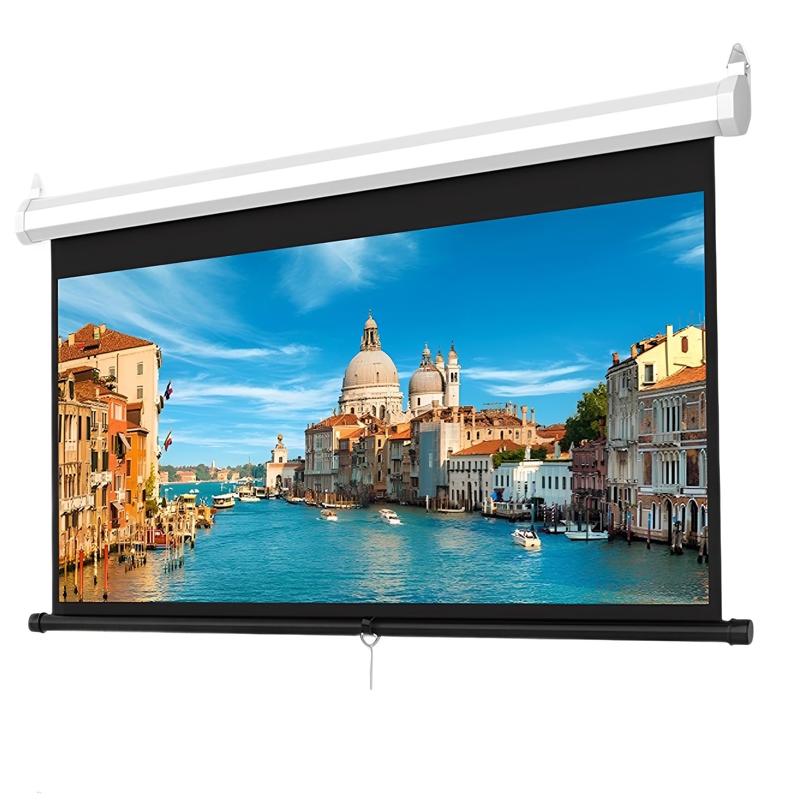 60-calowy ręczny ekran projekcyjny z automatyczną blokadą, 8K / 4K Ultra HD 4:3, montowany na ścianie lub suficie