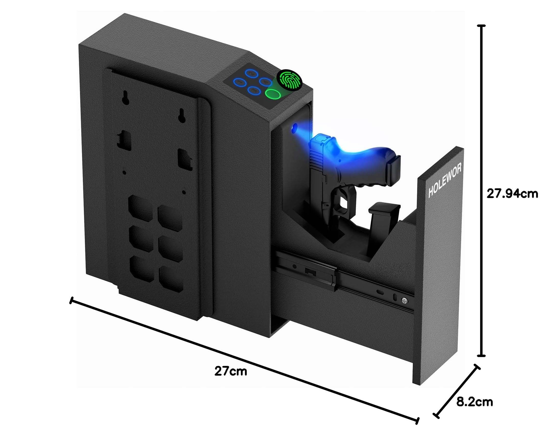 Caja de seguridad biométrica para pistola, huella dactilar, acceso rápido, caja de bloqueo para mesita de noche