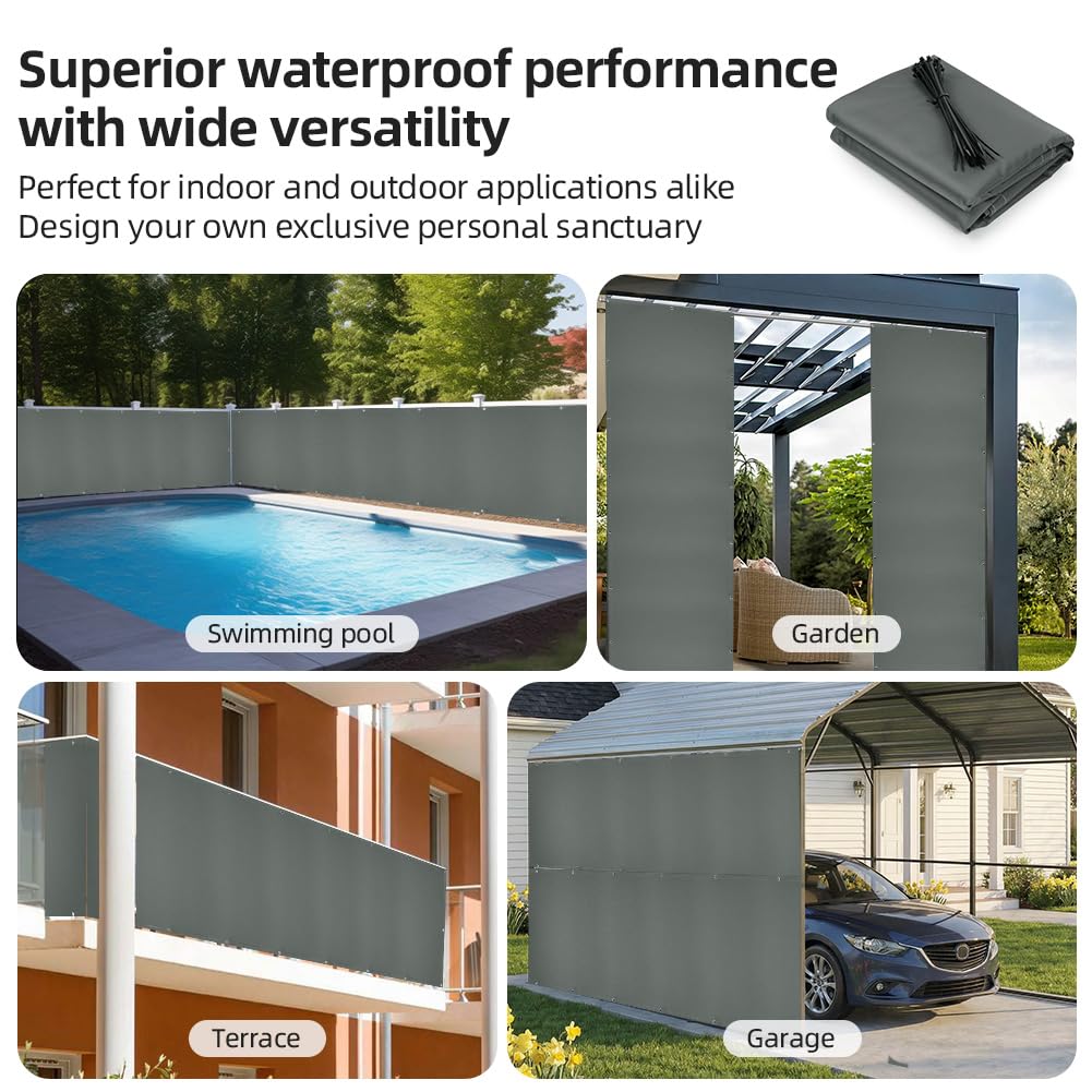 Brise Vue Balcon, 90x600cm Brise Vue Balcon Imperméable, Protection UV, Opaque, Bâche de Balcon Brise avec Trous et Serre, Cache Vue Balcon Protection, pour Terrasse, Jardin, Bal-Con, Patio
