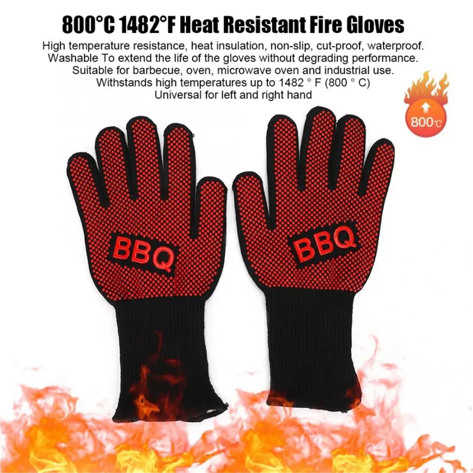 1 paio 800 gradi resistenti al calore guanti antincendio ignifugo antiscivolo griglia ignifuga forno a microonde barbecue cottura protezione delle mani Per Grigliare