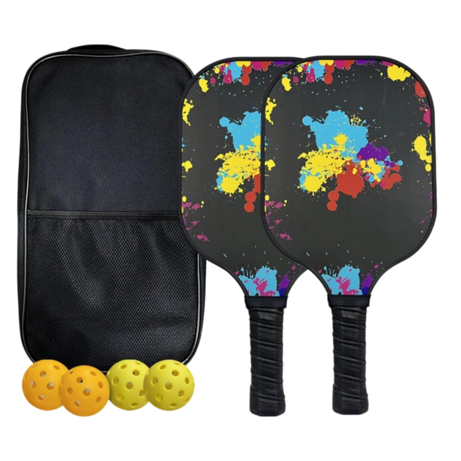 Cushioned Grip Carbon Fiber Pickleball Paddle Shielded Border Guard Honeycomb Honeycomb Structure Pickleball Paddle for Beginners, 2-Pack 4-Ball Bag-image-6