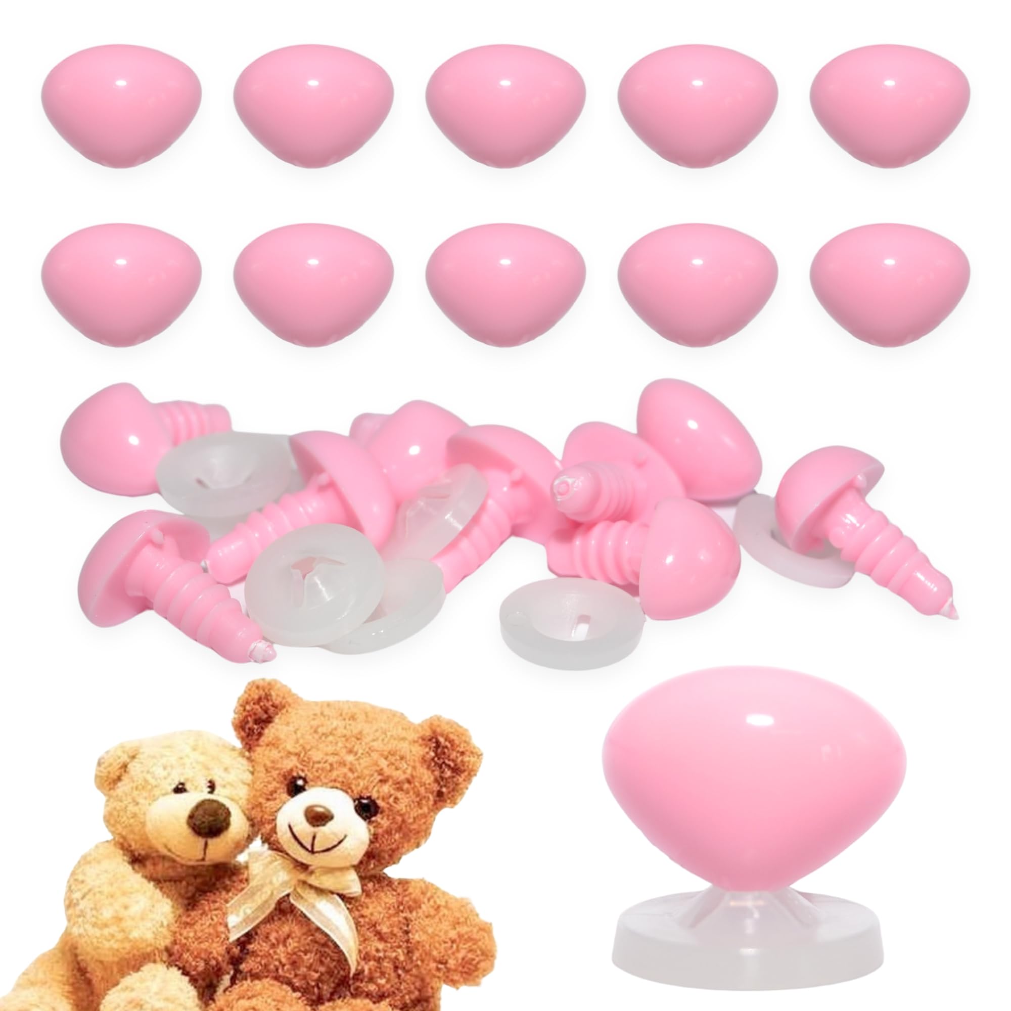 celloexpress 12mm x 9mm Baby Pink Triangle Noses Plastic Backs (Pack 10)
