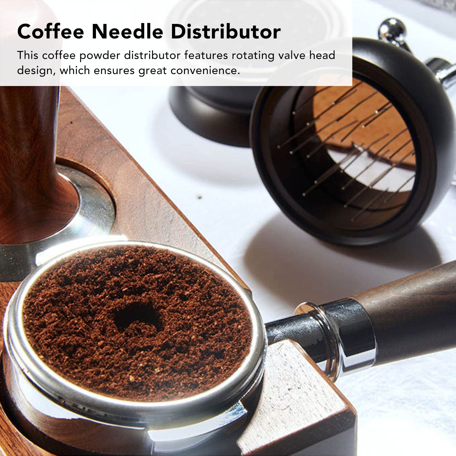 FLEXMAN Distribuidor de Café Ajustable, 22 Agujas Distribuidor de Café en Polvo con Mango Giratorio Metal Ensenada Fija, Herramienta Profesional para Agitar Café Expreso en Polvo (53mm)