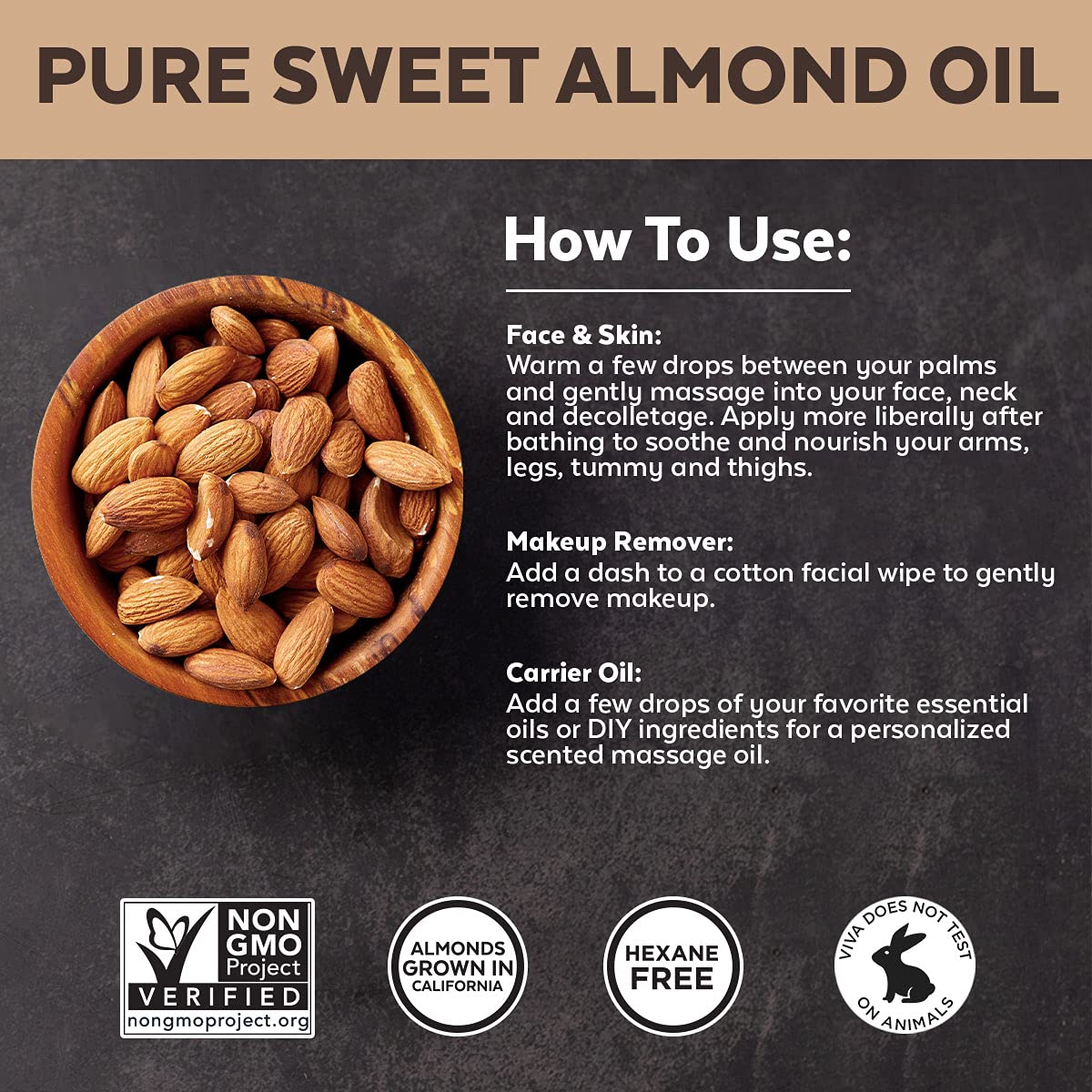 Sweet Almond Oil Unrefined Sweet Almond Oil for Skin, Face and Body