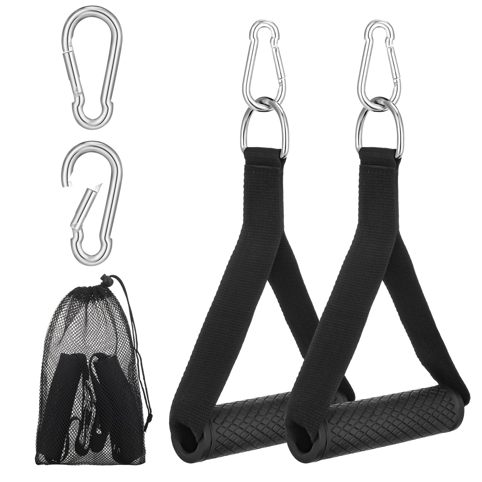 FirtinkGym Cable Attachments D Handles, Heavy Duty Cable Handles D Ring Exercise Handles Cable Pull Down Handles Gym Handles for Cables Fitness Home Pilates Yoga Crossover Tricep Exercise