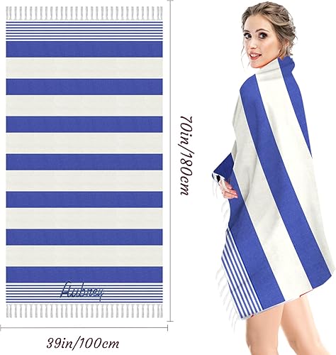 Miniatura 3 de Toallas de playa de algodón personalizadas con borlas para adultos, de gran tamaño, 39 x 70 pulgadas, toalla de playa turca con nombre bordado,
