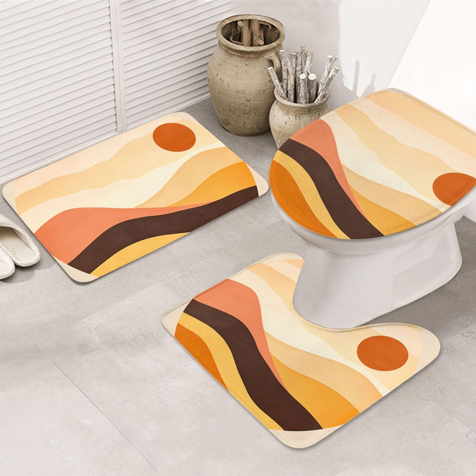 Alfombras de baño atardecer desierto juego de 3 piezas antideslizantes de microfibra