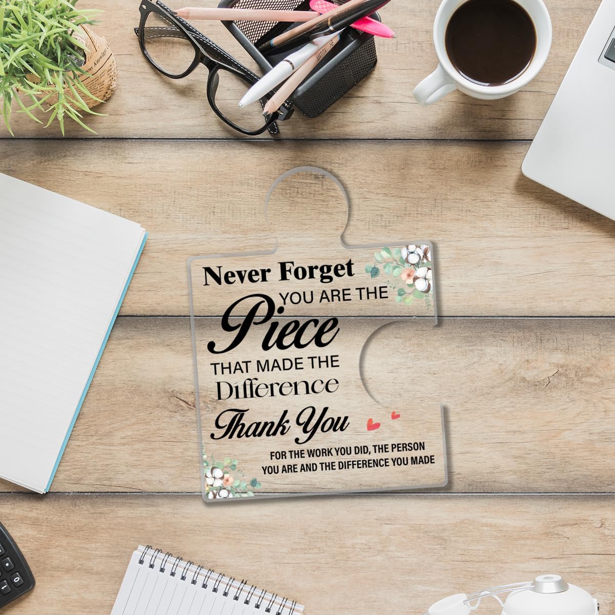 Thank You Gifts for Women, Retirement Gift Appreciation Gifts for Coworkers Employees Women Never Forget You Are the Piece Acrylic Puzzle Piece Plaque Sign Office Desk Decor - Image 7