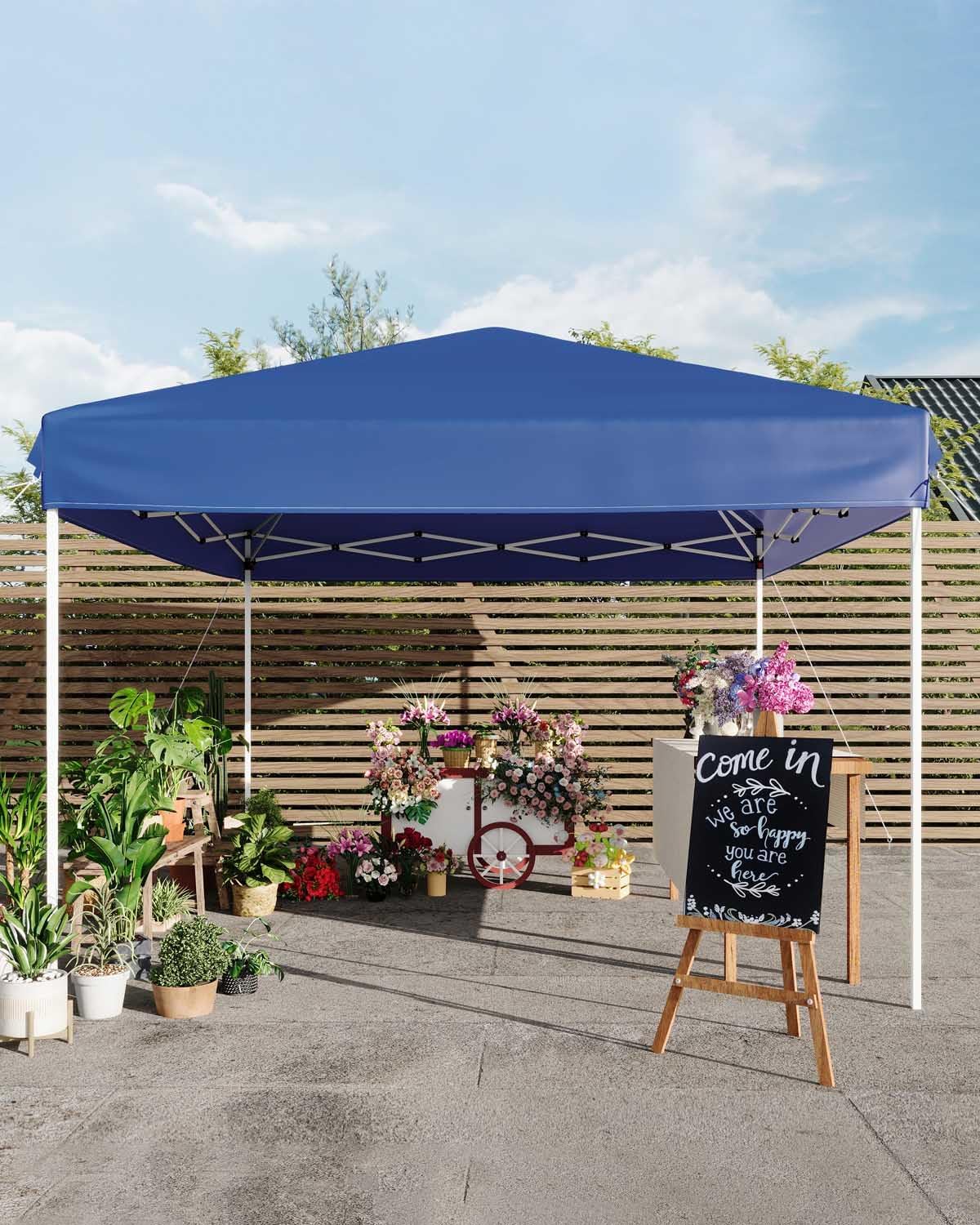 Tonnelle Pliante Jardin 3x3m Portable,Pavillon Pliant Pop-up Exterieur avec Sac de Rangement,4 Sac de Sable,églable Hauteur,Résistant UV et Imperméable,Barnum Pliant pour Camping,Plage,Marché(Bleu)