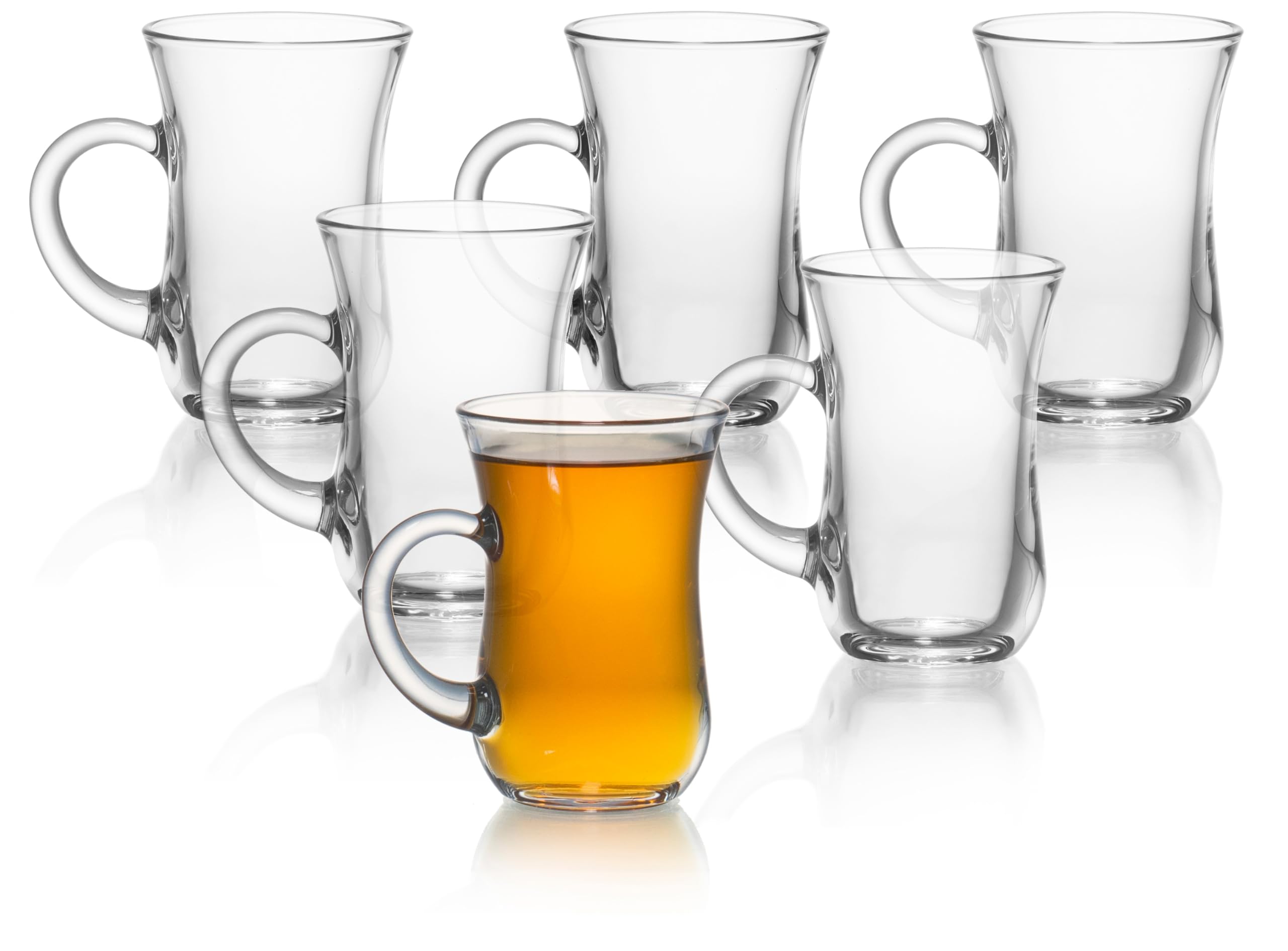 Red Co. Original Turkish Tea Glasses with Handles, 4 3/4 Ounce - Set of 6, Small