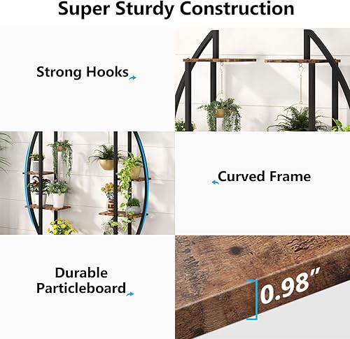 Miniatura 6 de Tribesigns - Soporte para plantas de 5 niveles, 2 unidades, multiusos, estantes, curvado, adecuado para bonsais, flores, plantas, para jardín, patio