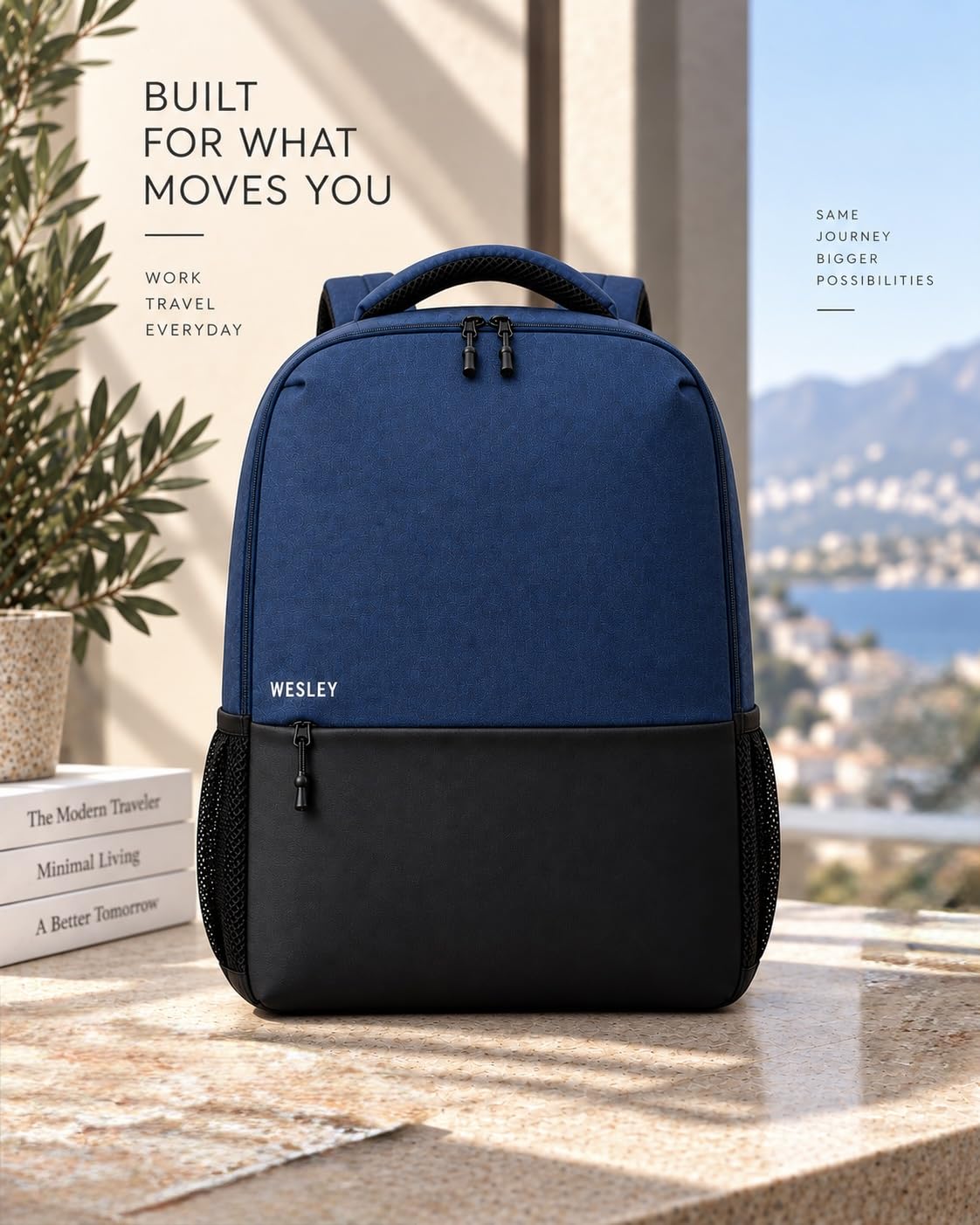 Wesley Milestone 2.0 Casual Waterproof Laptop Backpack/Office Bag/School Bag/College Bag/Travel Backpack (Dimensions:13x18 inches) (Compatible with 39.62cm(15.6inch laptop) 30 L (Blue & black) — Amazon image 9