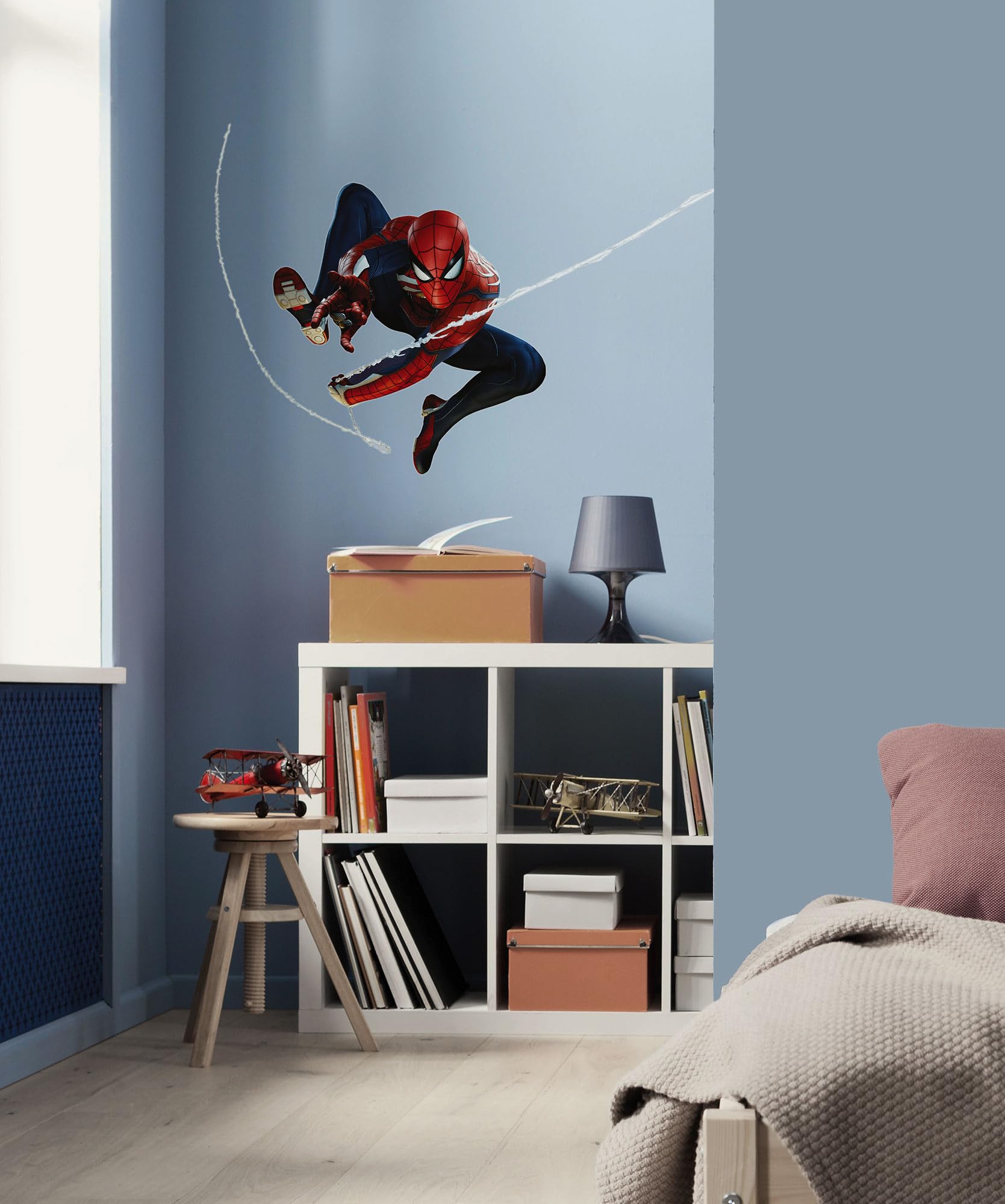 Komar Wall Sticker Marvel Spider-Man Night Size 50 x 70 cm Wall Sticker Children's Room Wall Decoration Blue Red