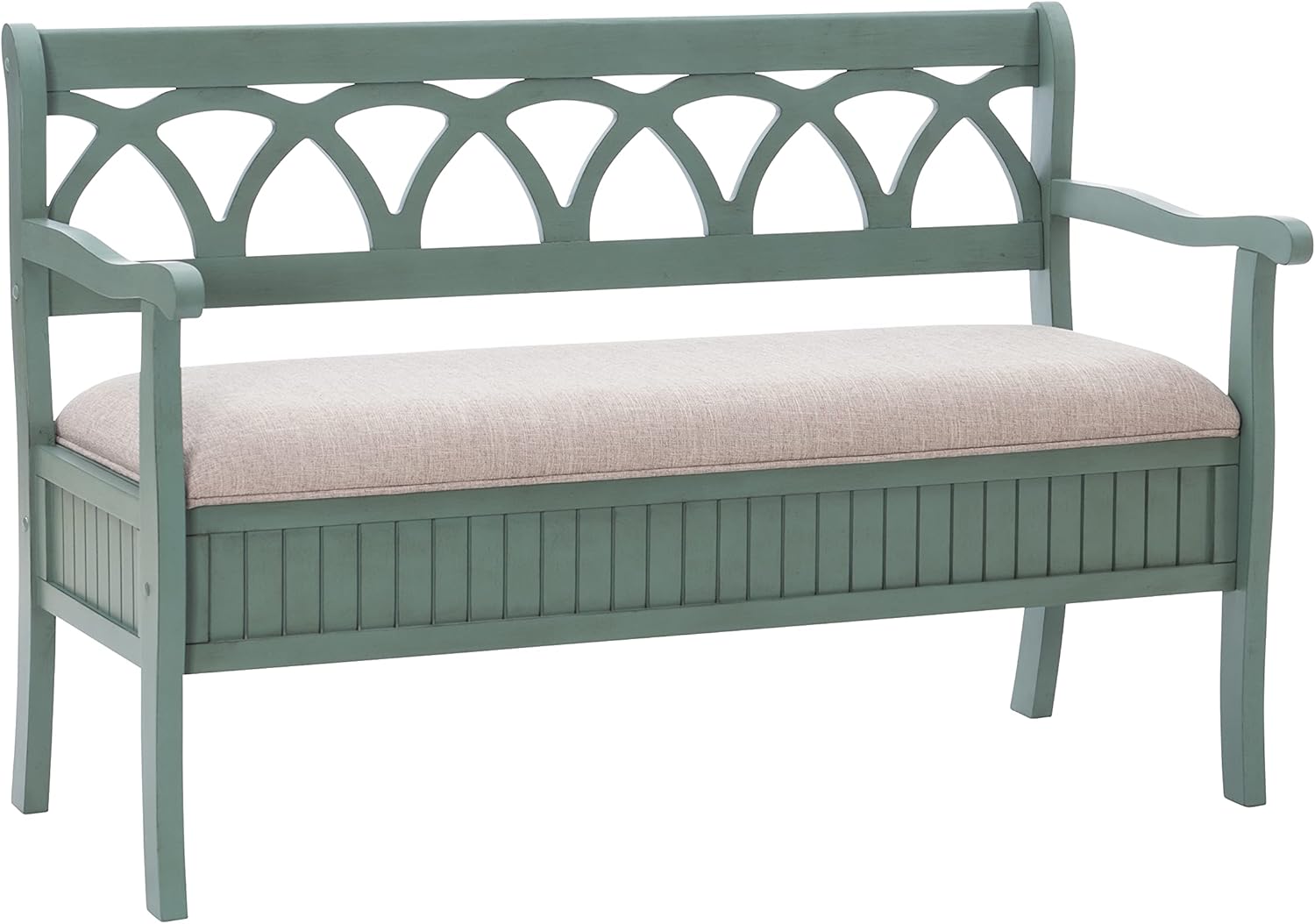 Powell Furniture Elliana Storage Bench, Teal 48" x 21.1/2" x 32"
