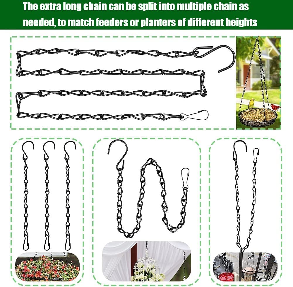KAHEIGN 500CM Adjustable Hanging Chains with 10Pcs Hooks, 20Pcs Clips, 10Pcs Screw Eye Hook - Image 3
