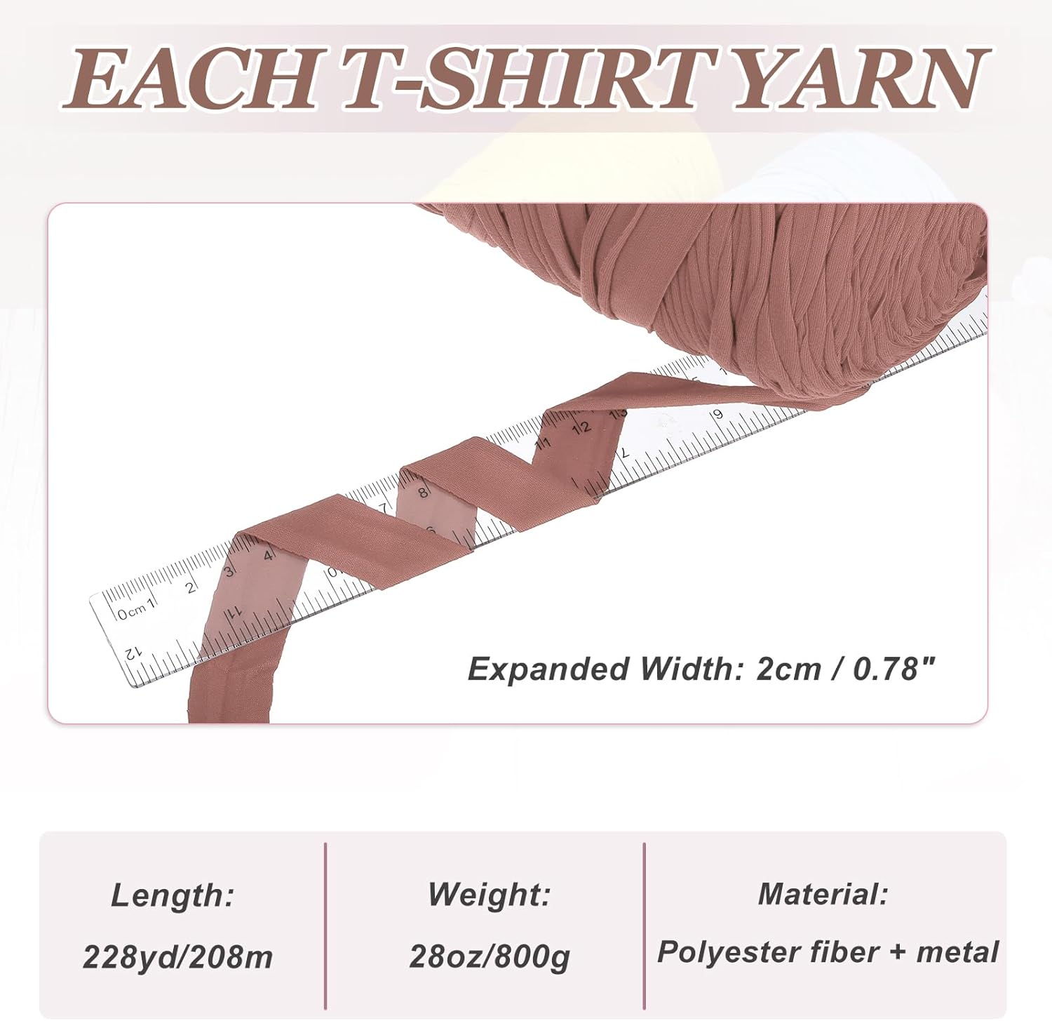 PATIKIL T-Shirt Yarn for Crocheting with 1 Crochet Hook, 800g/228 Yards Soft High Elastic Knitting Yarn for Beginner Crochet Bag/Basket/Home Decor(Dark Pink)