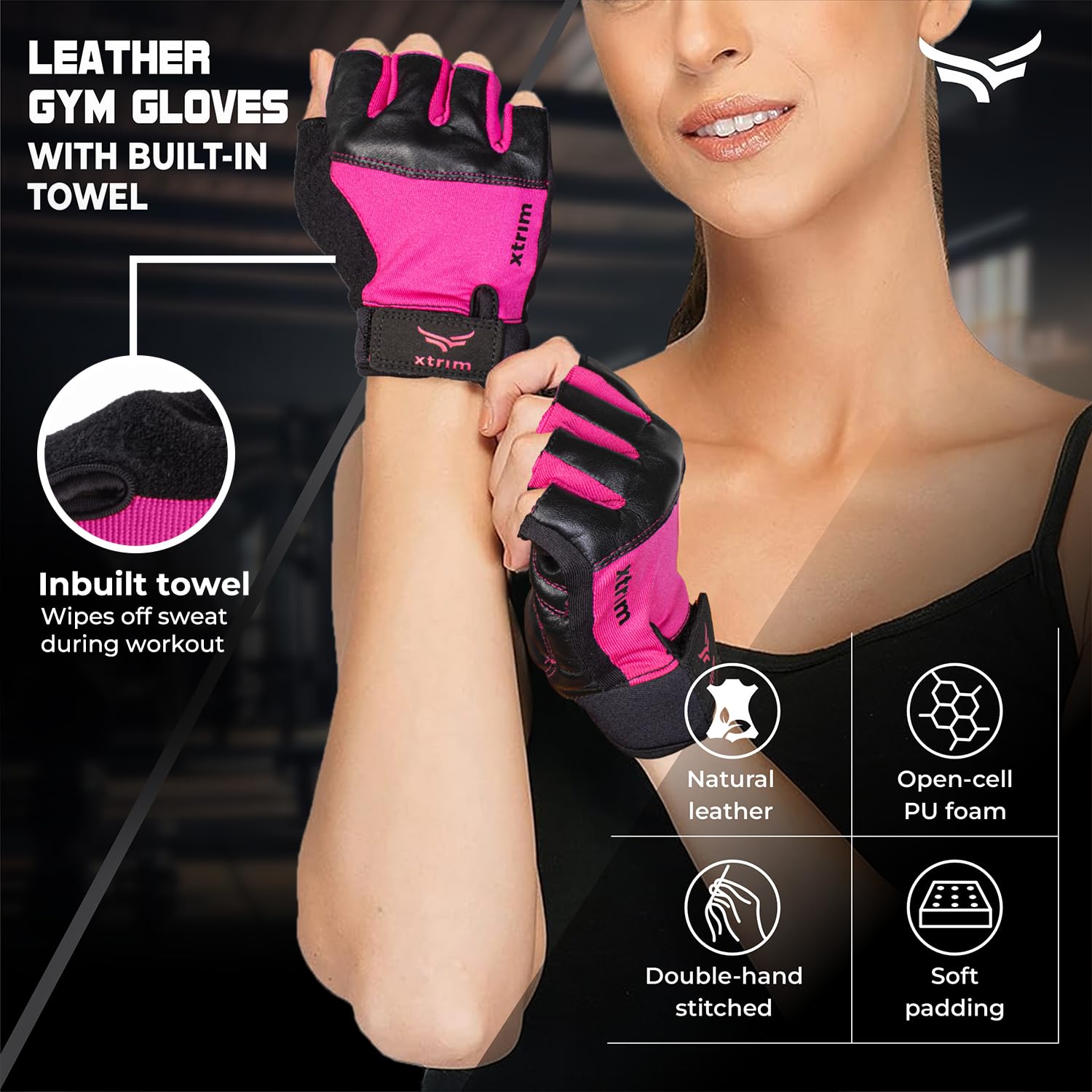 XTRIM Starlet Gym Gloves for Women with Wrist Support, Pullers, Quick and Easy Workout for Women, Weightlifting Gloves for Gym Workout and Training Exercise (Pink) - Image 6 thumbnail