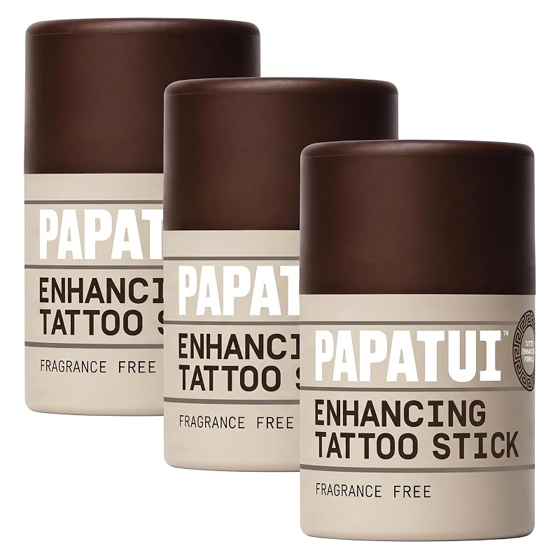 PAPATUI Bastão para Cuidados de Tatuagem sem Fragrância, com Vitamina E, Manteiga de Manga e Óleo de Coco, Pacote com 3