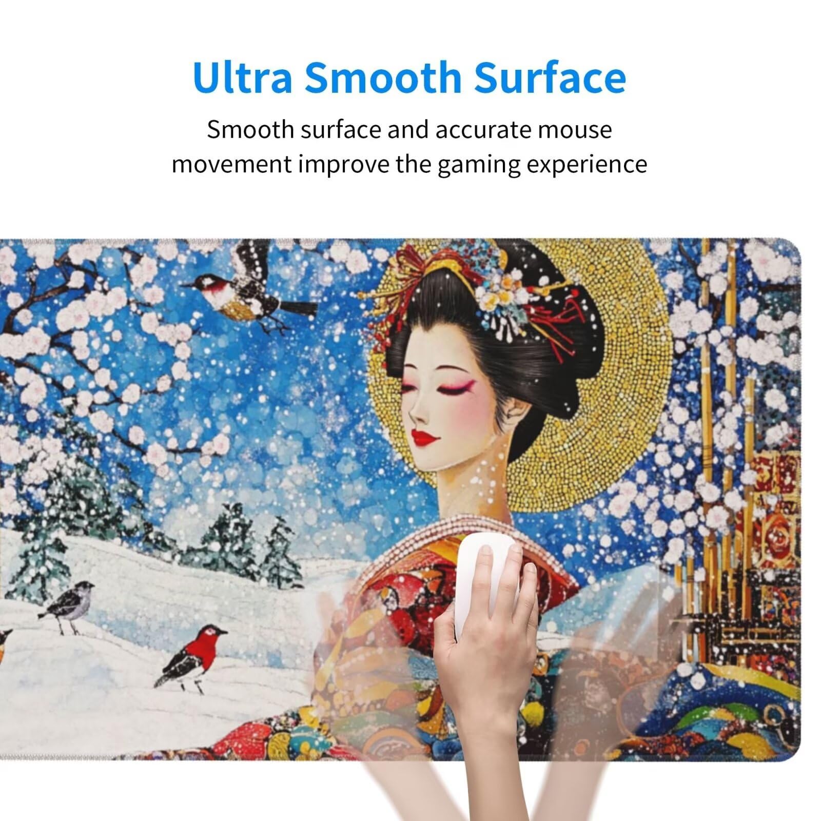 Alfombrilla Ratón Japón Alfombrilla Ratón XXL 1600 x 800 mm, Belleza Mouse Pad Gaming con Bordes Cosidos, Impermeable Mousepad XXL Base de Goma Antideslizante Duradera, Mouse Pad para Oficina Q904