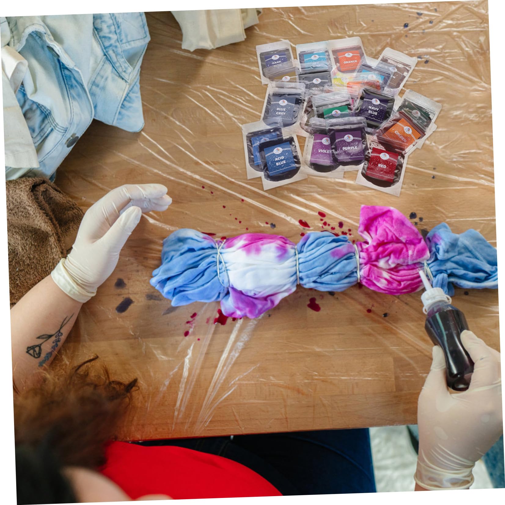 LIFKOME Kit di Polveri per Tintura Tie Dye 24 Colori Sintetici per Tessuti, per Design Creativi su Sciarpe e Gonne, per Feste DIY e Lavori Artistici
