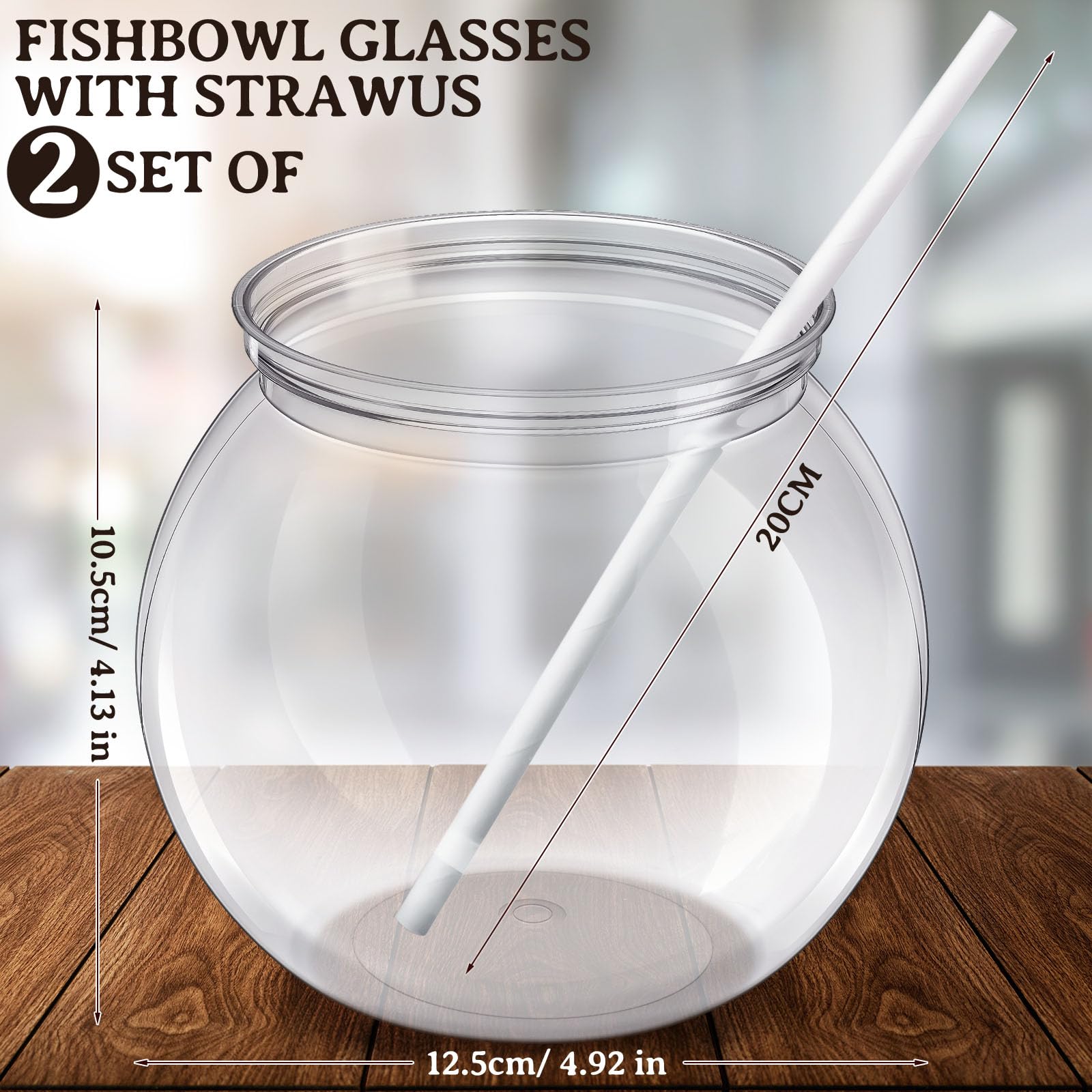 Eccliy 24 Pcs Clear Fish Bowls with Straws Ball Shape Plastic Bowl, 27 oz