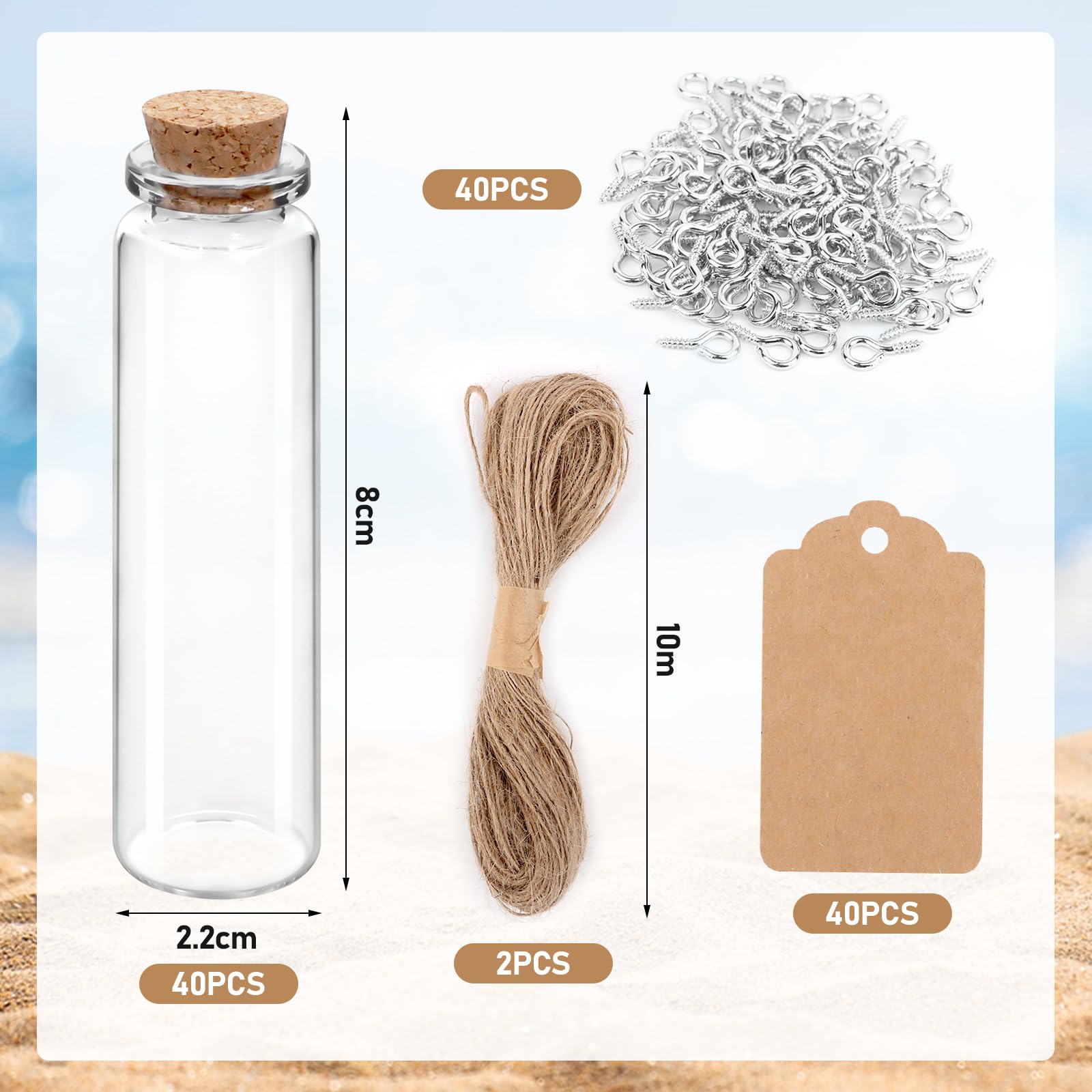 40 Mini Fioles En Verre 20ml Avec Bouchons - DIY Déco, Mariage, Potions - Idée Cadeau Créative