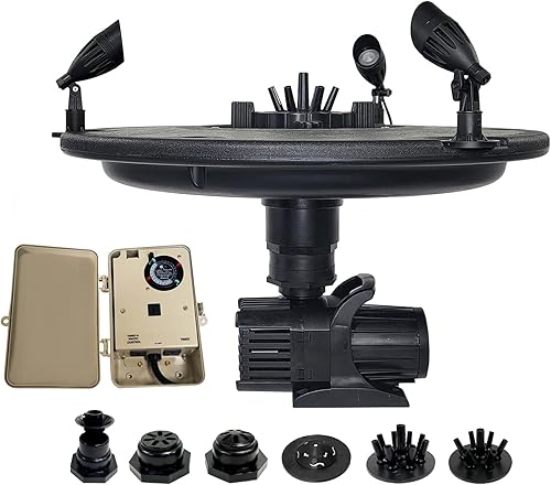 HALF OFF PONDS Aqua Marine - Fuente flotante con flotador grande, (3) boquillas de patrón de pulverización, bomba de 5,200 GPH con cable de 100 pies