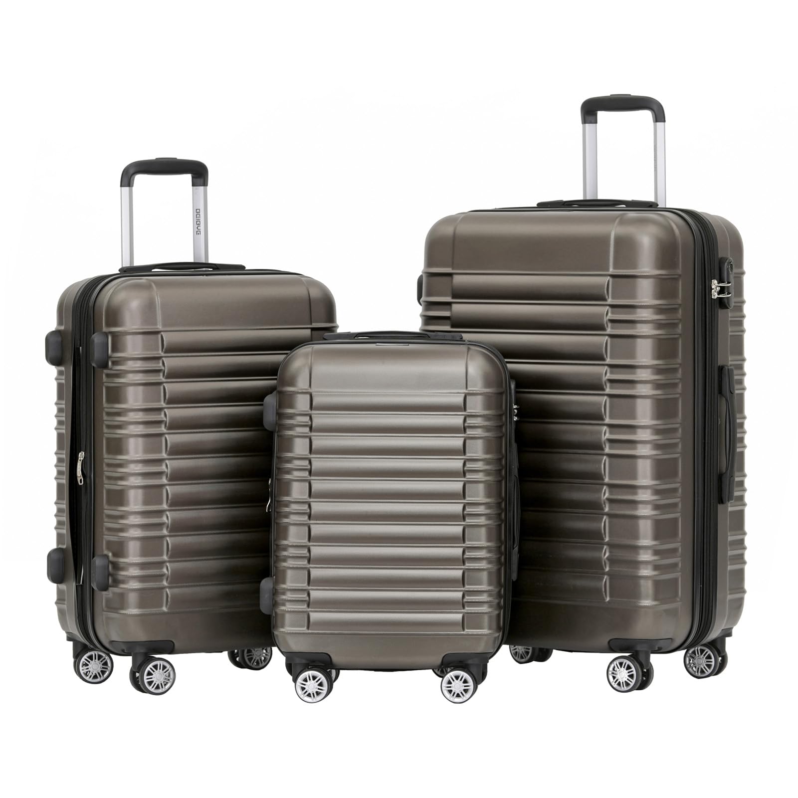 BEIBYE 2088 Hartschalenkoffer aus ABS mit 4 Zwillingsrollen, Reisekoffer Trolley mit Zahlenschloss und Teleskopgriff, Erweiterbarer Koffer M L XL oder Kofferset, Handgepäck 55 cm