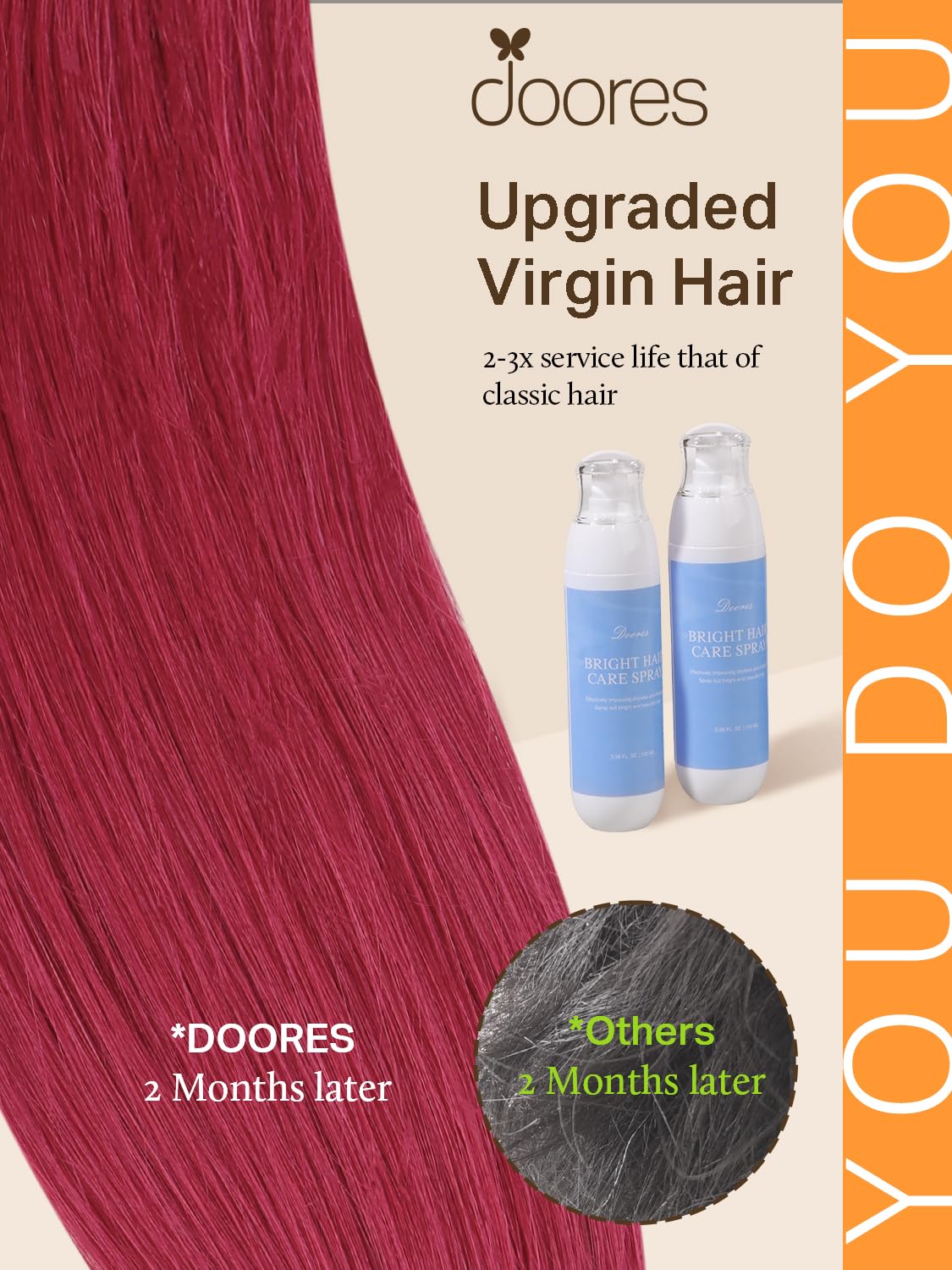DOORES Tape in Hair Extensions Human Hair, Burgundy Red, 14 inches 10pcs 25g, HIGHLIGHT or SUPPLEMENT - Image 2