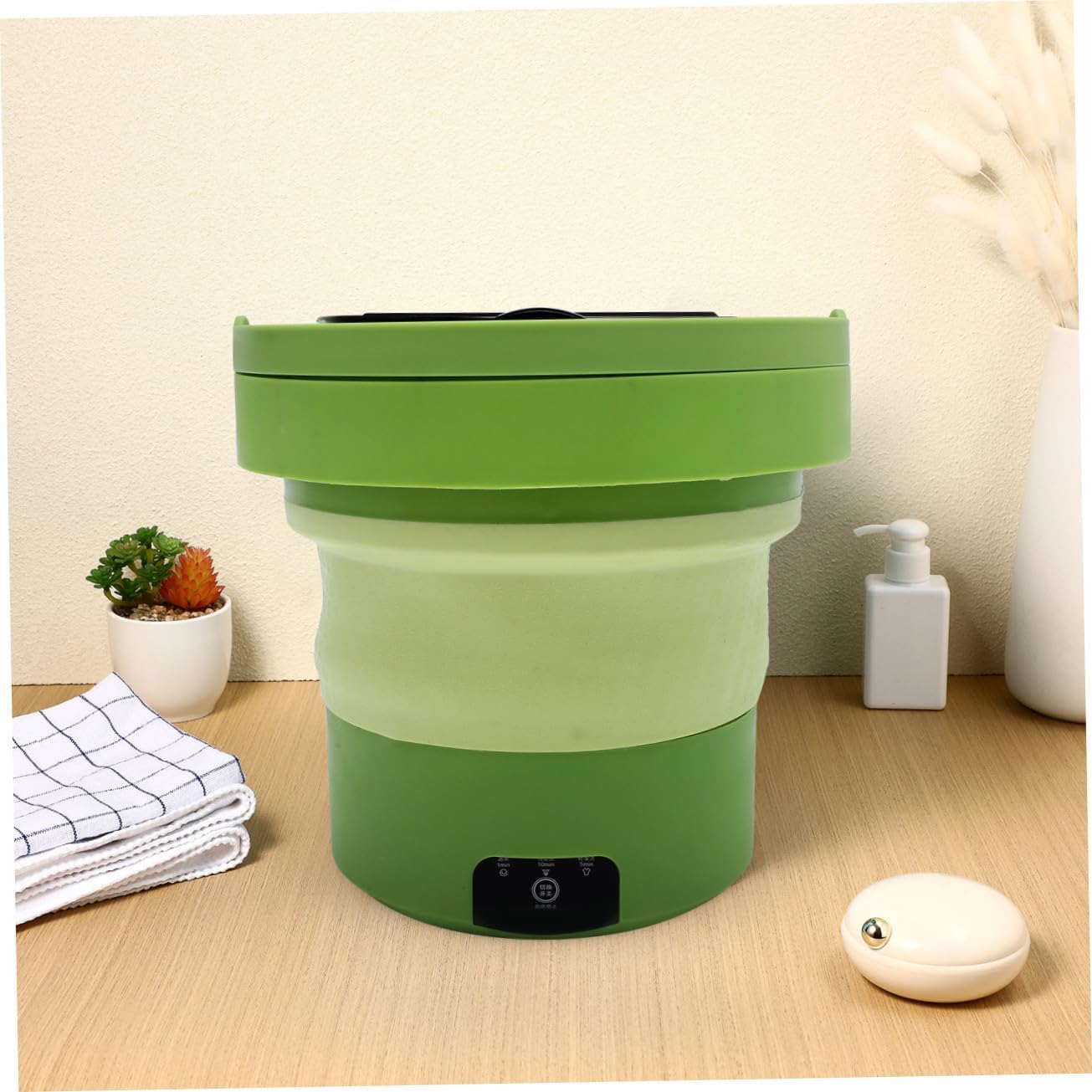 Portable Washing Machine 6l Mini Laundry Washer with Spin Dryer, Collapsible Portable Clothes Washer for Travel, Dorm, Apartment, US Plug, Grass Green
