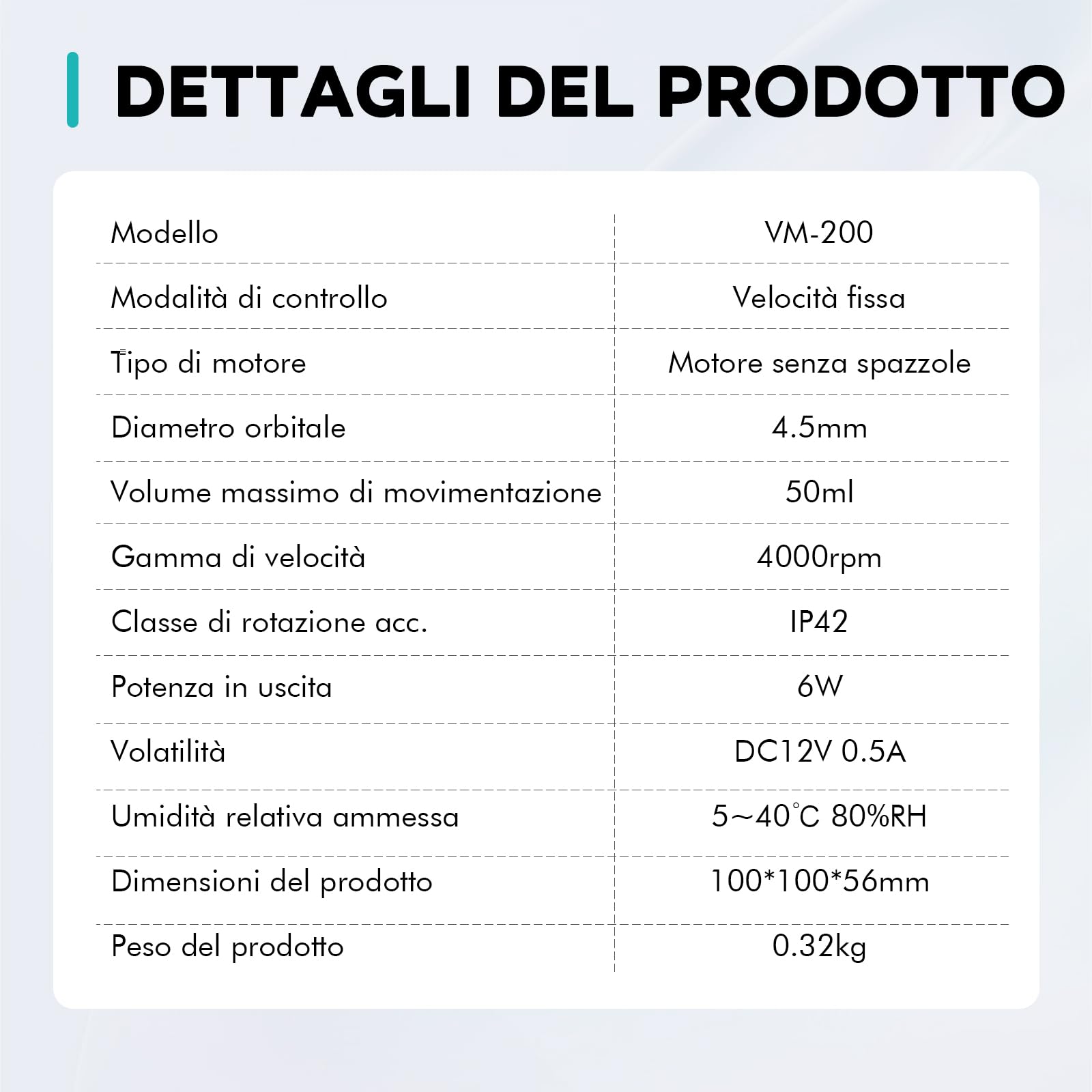 LAB FISH VM200 Mini Vortex - Agitador para Colori,Pinturas, Esmaltes de Uñas, Tinta de Tatuaje, Adhesivo de Pestañas & Tubos de Ensayo (Máx. 50 ml), Encendido/Apagado por Contacto